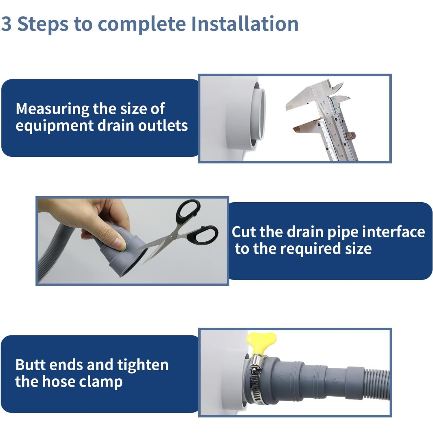 1m Drain Hose Extension Kit with U-Bend Bracket, Adapter and Clamps: image 5