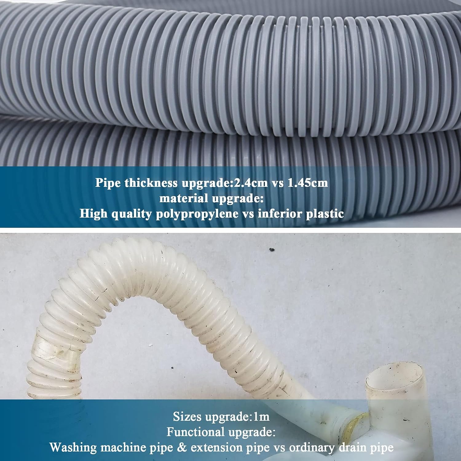 1m Drain Hose Extension Kit with Connector and Clamps: image 4