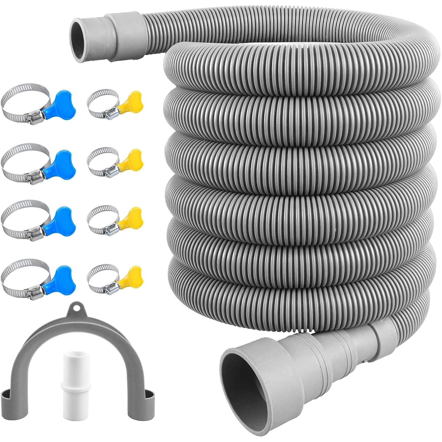 2m Appliance Drain Hose Kit with U-Bracket, Adapter and Clamps