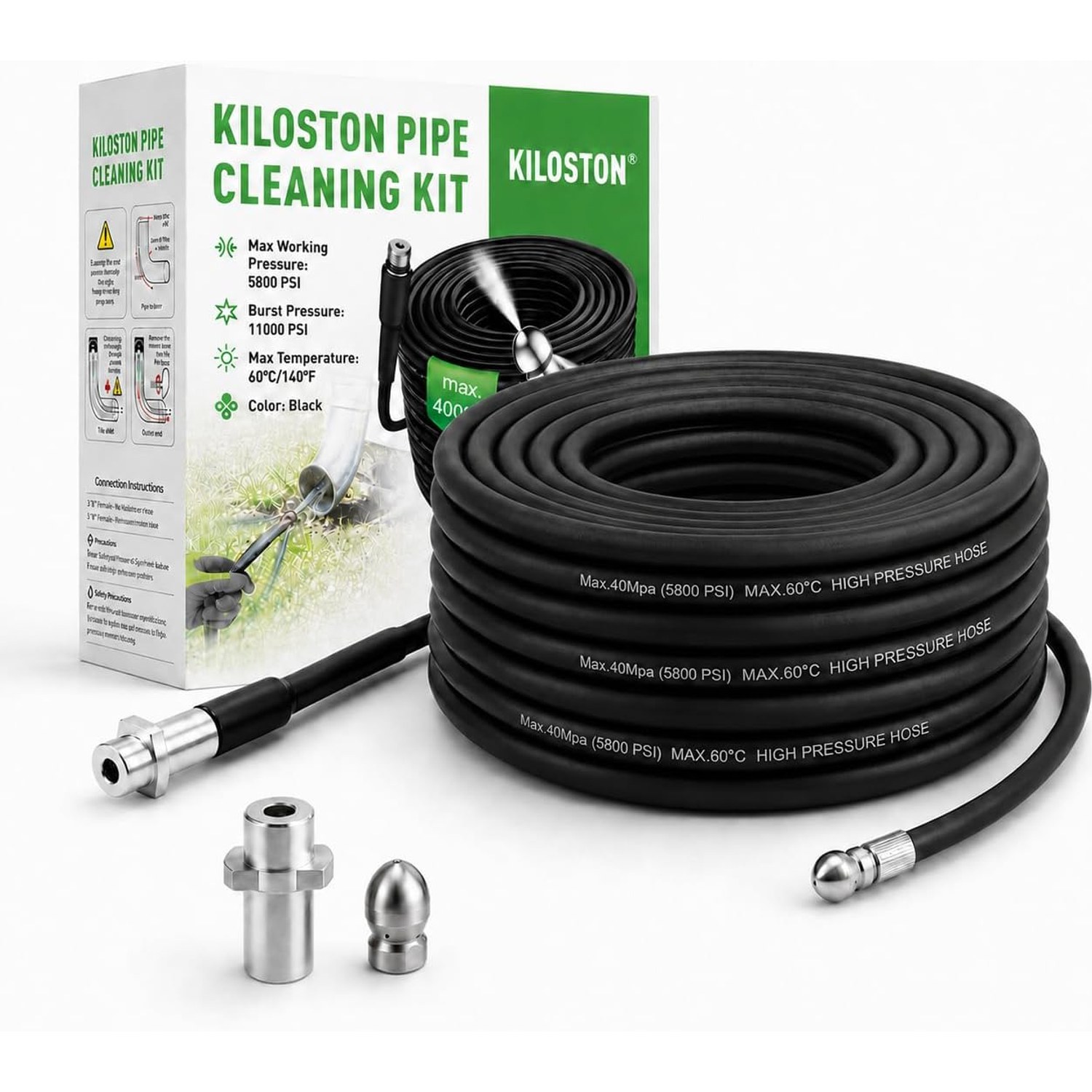 30m Pressure Washer Drain Jetting Hose with Penetration Nozzle