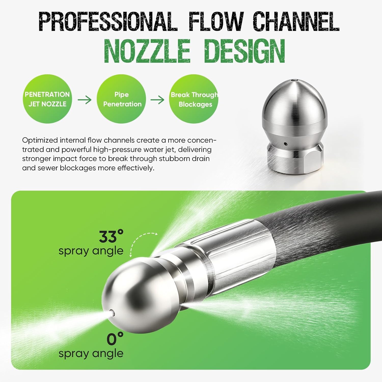 30m Pressure Washer Drain Jetting Hose with Penetration Nozzle: image 2