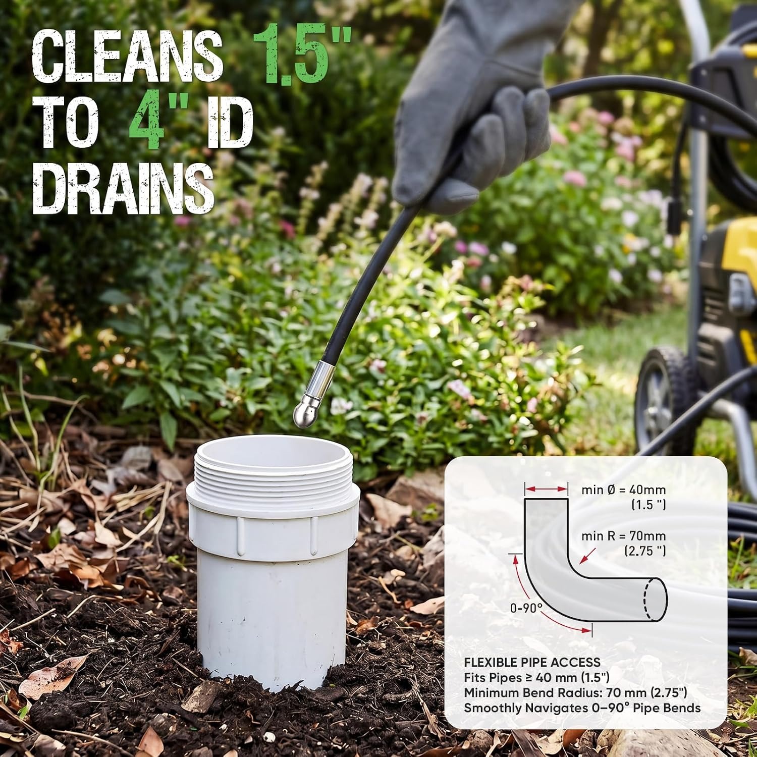30m Pressure Washer Drain Jetting Hose with Penetration Nozzle: image 3