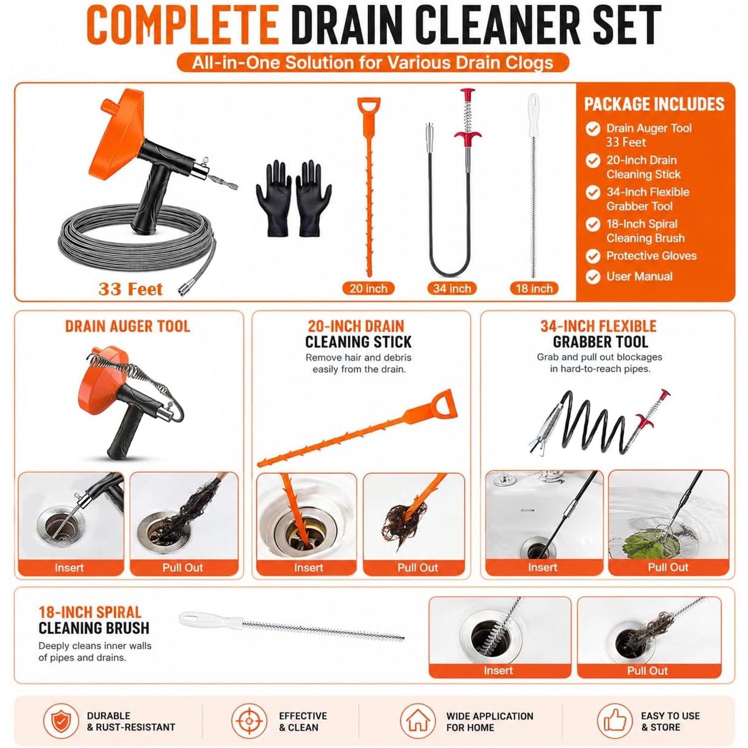 10m Drum Drain Auger with Steel Cable: image 4