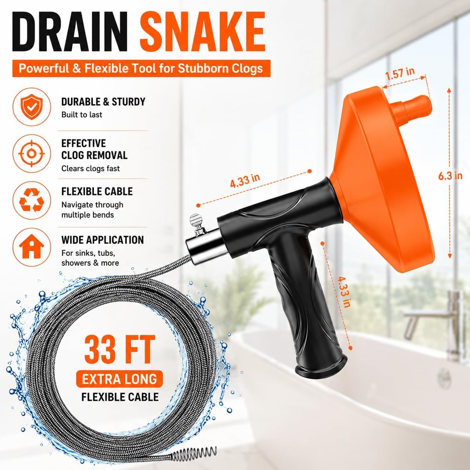10m Drum Drain Auger with Steel Cable: image 7