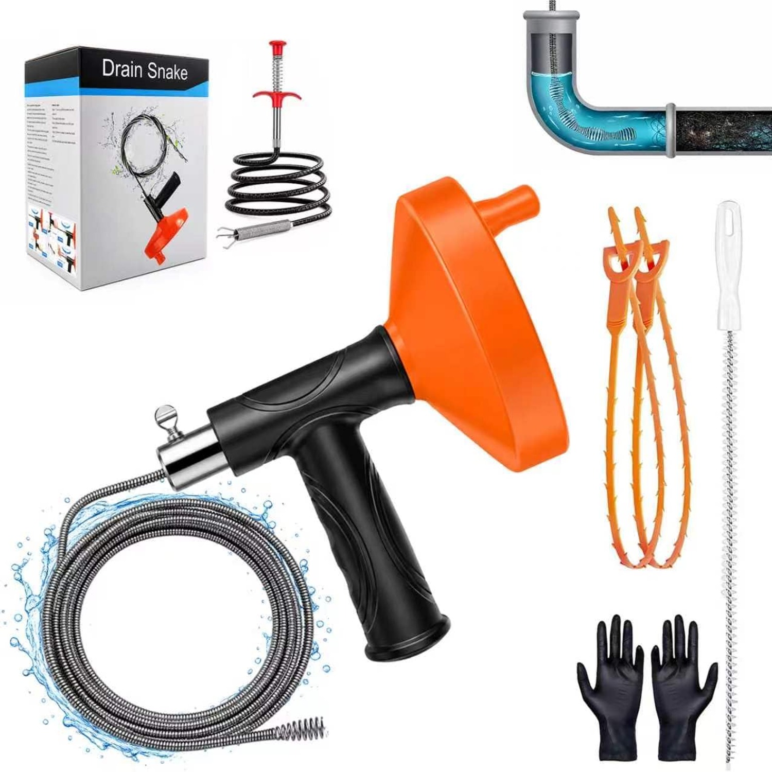 10m Drum Drain Auger with Steel Cable