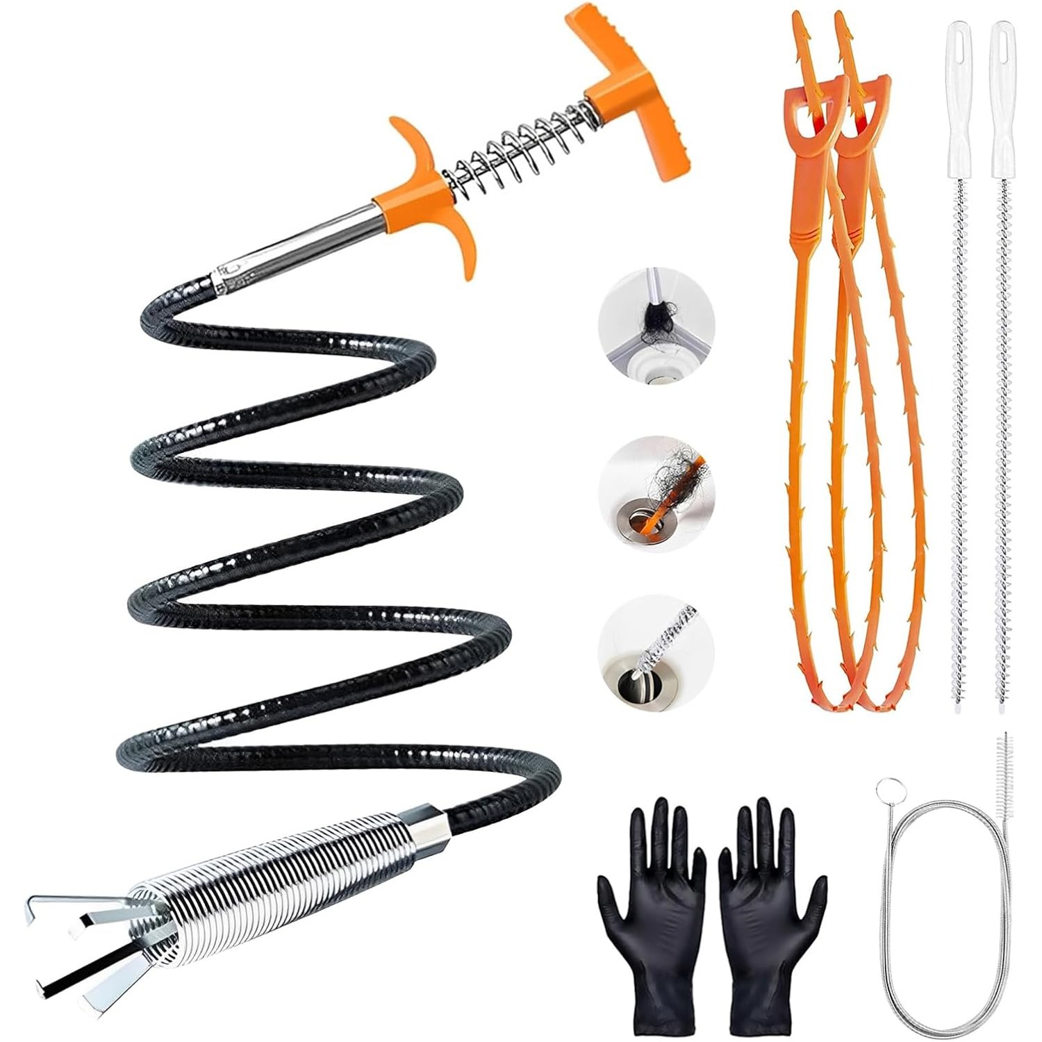 Drain Snake Set with Grabber Claw