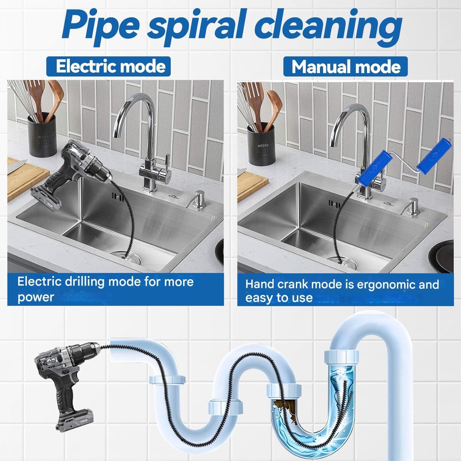 5m Pipe Cleaning Spiral with 6 Cutter Heads: image 3