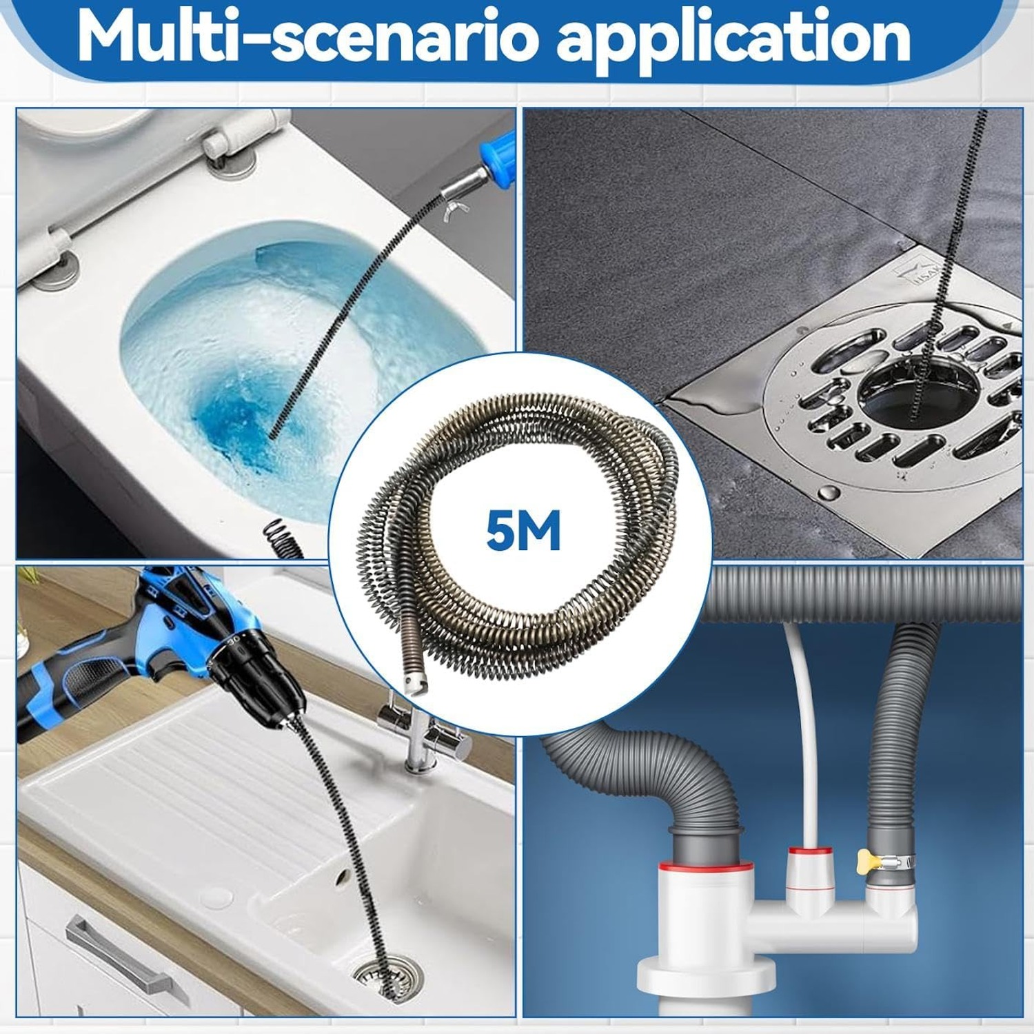 5m Pipe Cleaning Spiral with 6 Cutter Heads: image 4
