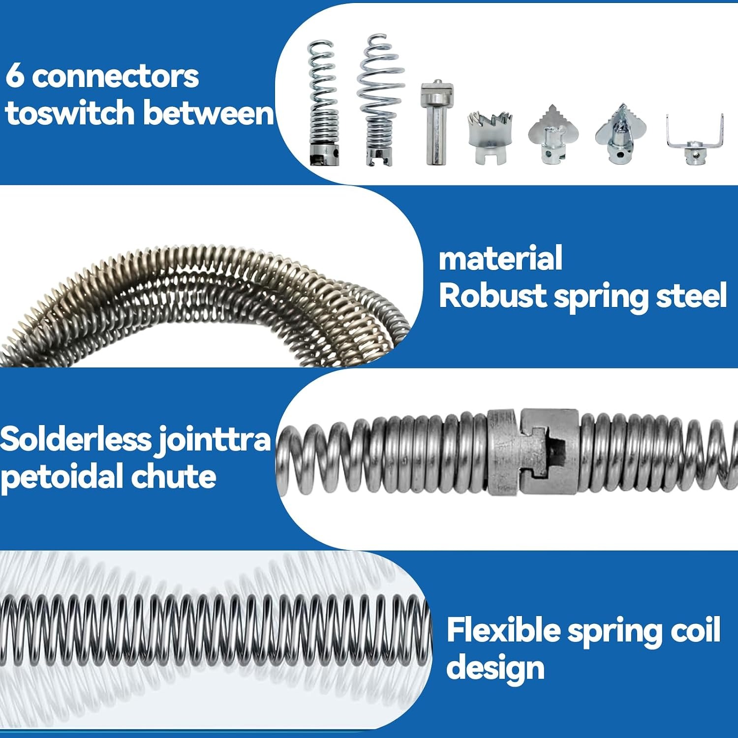 5m Pipe Cleaning Spiral with 6 Cutter Heads: image 7