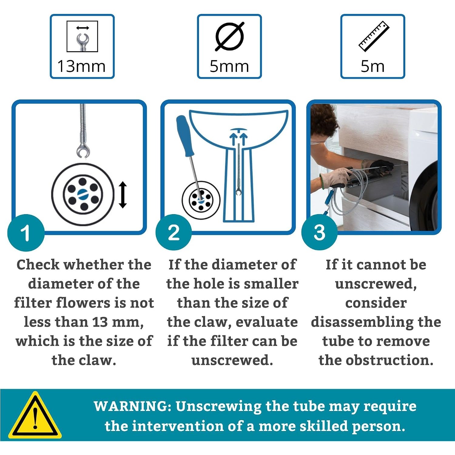 5m Plumbing Snake with Claw Head: image 2