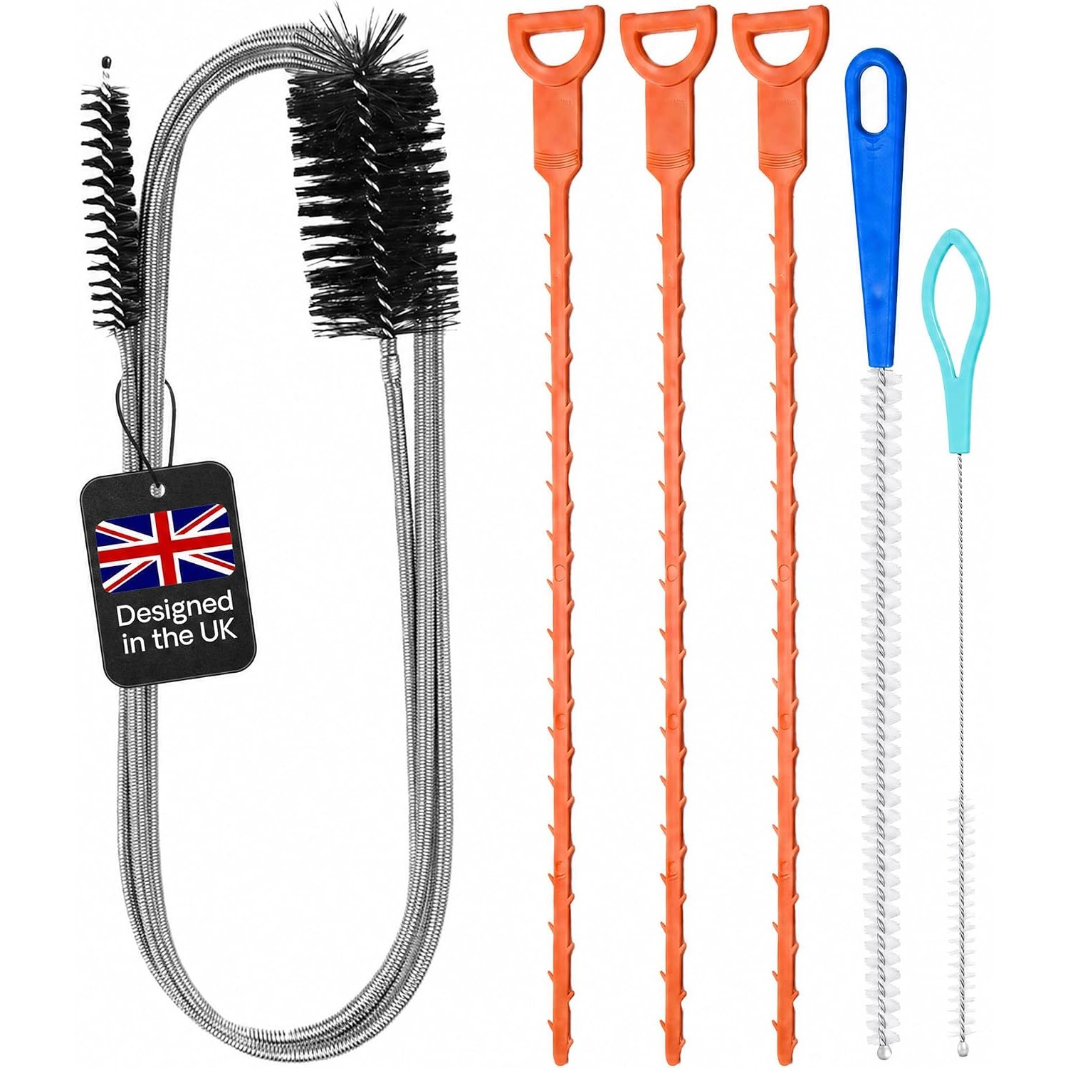 Stainless Steel Sink Unblocker Set, 6 Piece Drain Cleaning Kit