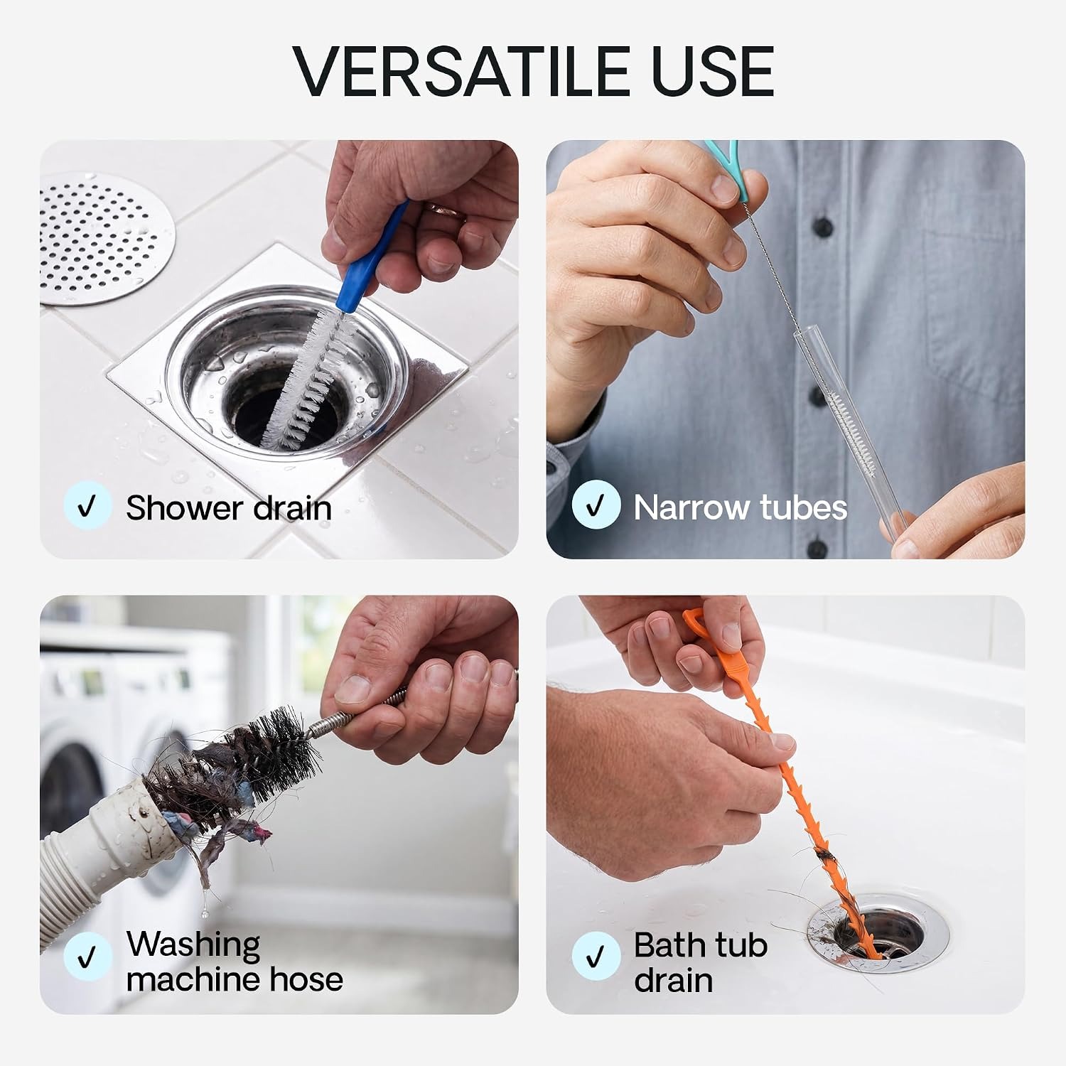 Stainless Steel Sink Unblocker Set, 6 Piece Drain Cleaning Kit: image 10
