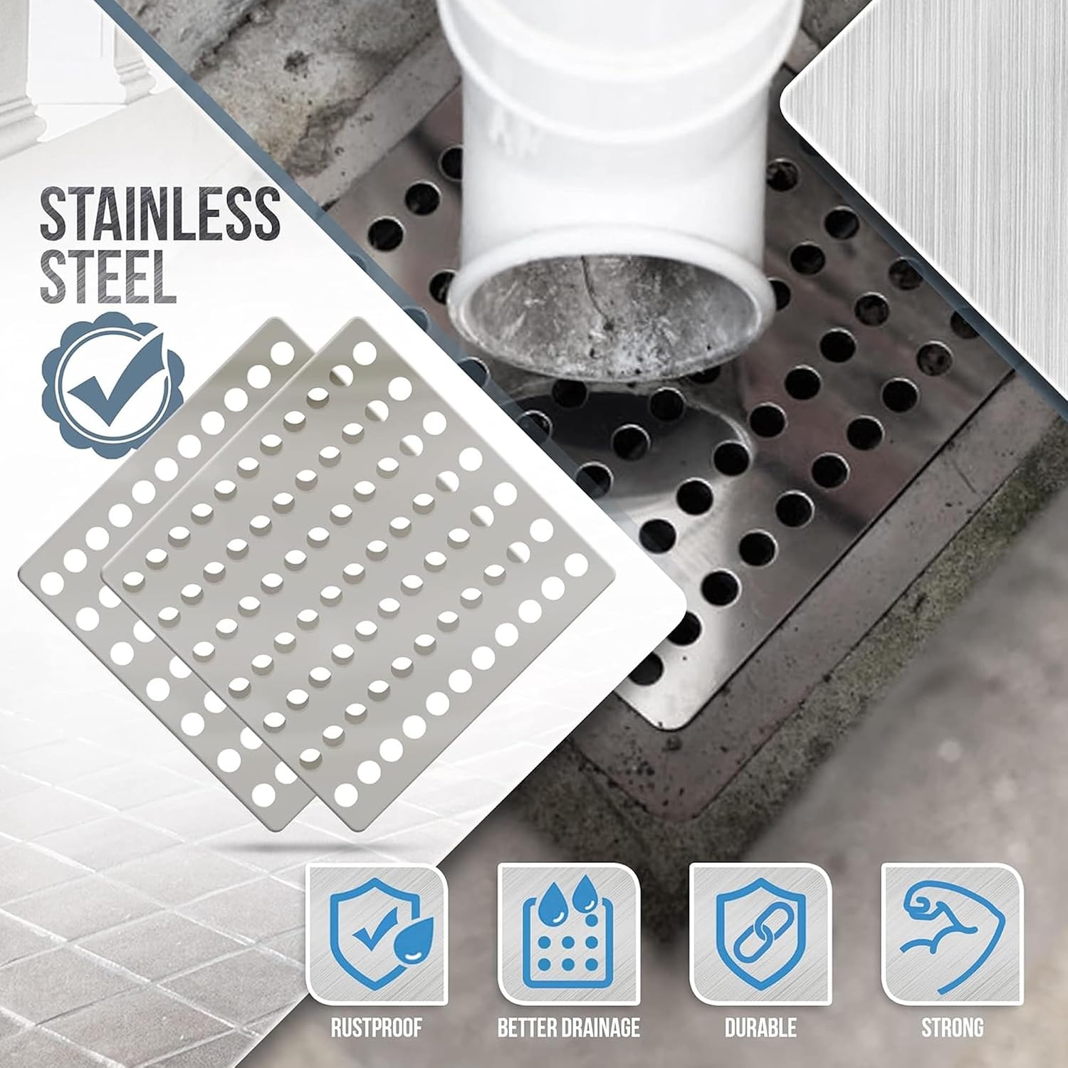 Stainless Steel Swirl Drain Cover 15cm (2 Pack): image 2