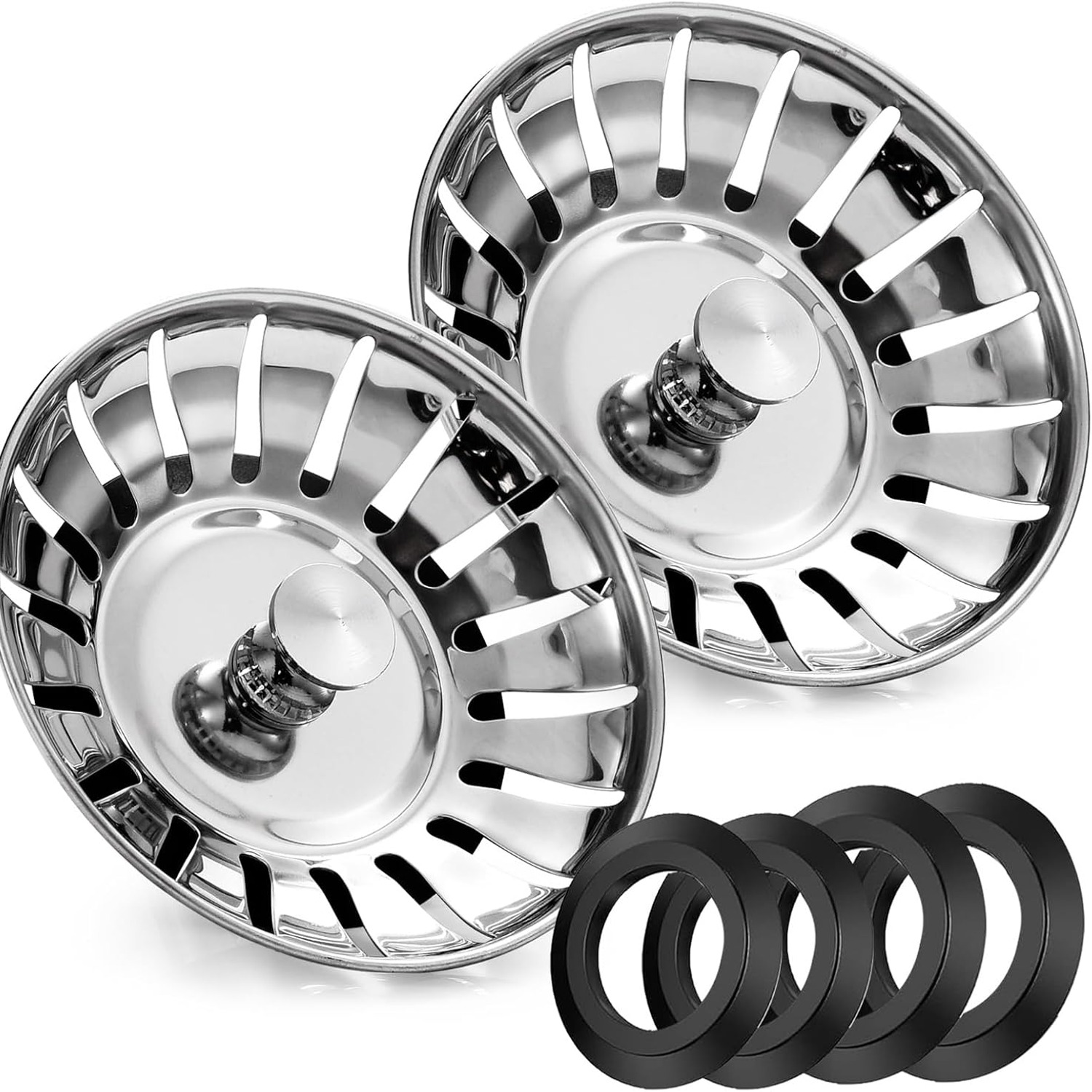 78mm Kitchen Sink Strainer and Plug, 2 Pack