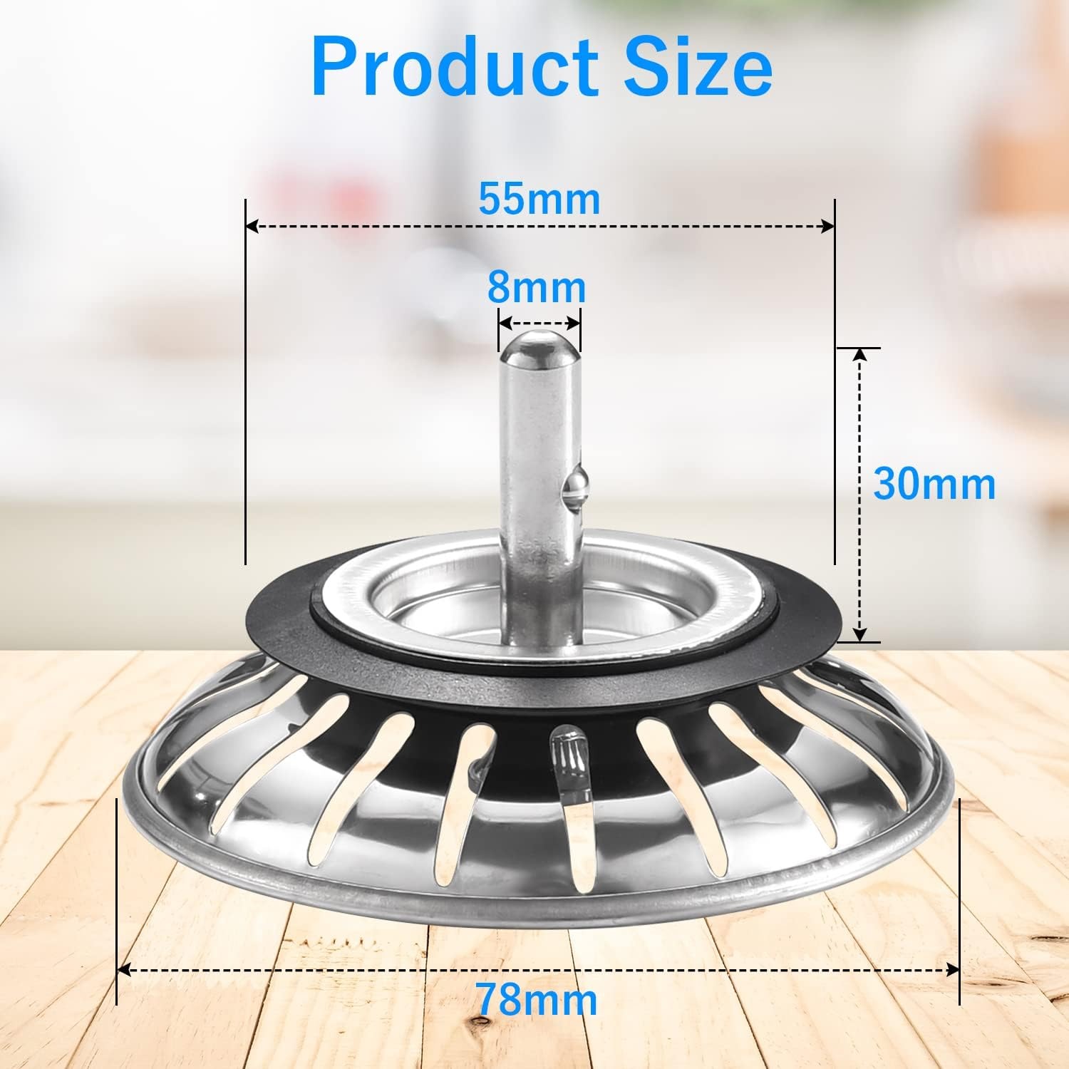 78mm Stainless Steel Kitchen Sink Strainer Plug: image 2
