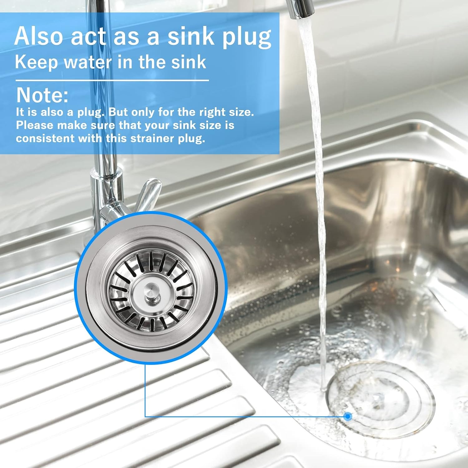 78mm Stainless Steel Kitchen Sink Strainer Plug: image 4