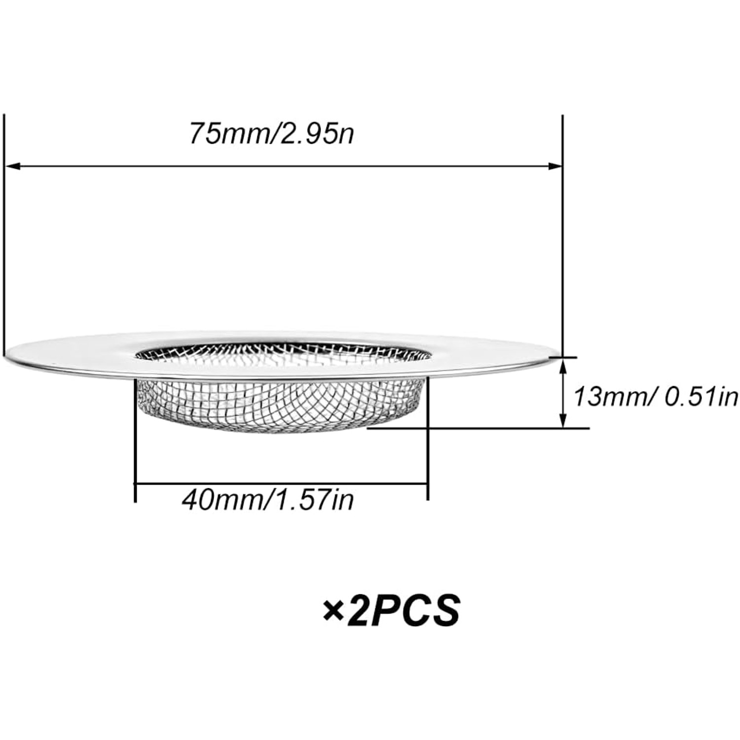 75mm Stainless Steel Sink Strainer (2 Pack): image 2