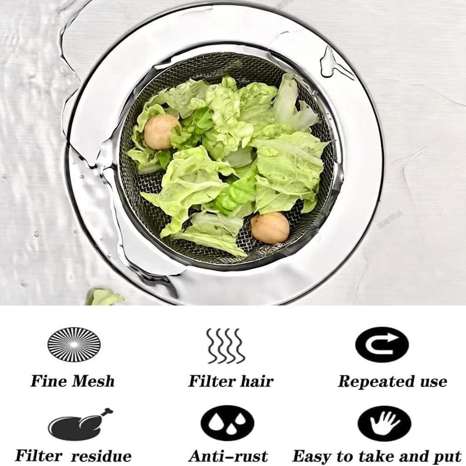 75mm Stainless Steel Sink Strainer (2 Pack): image 4