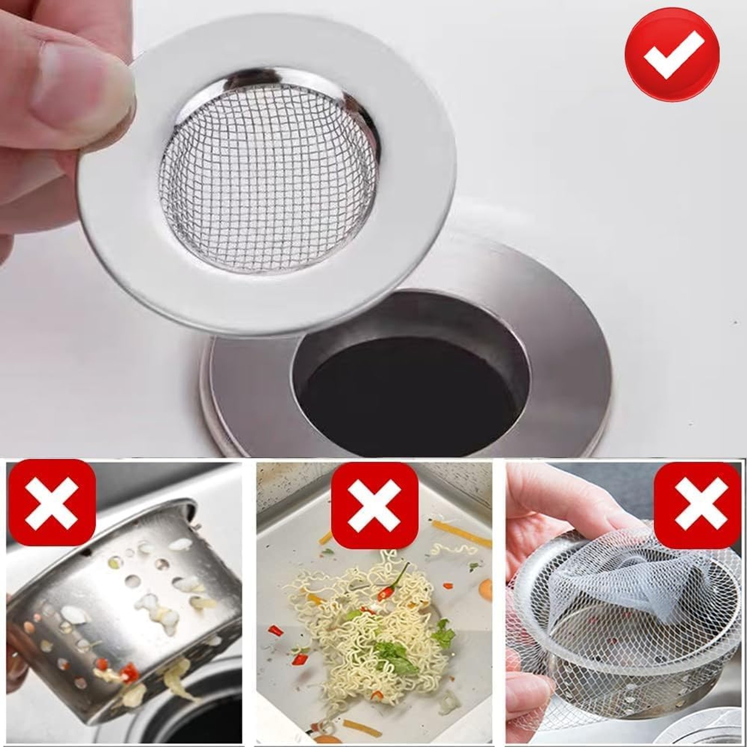 75mm Stainless Steel Sink Strainer (2 Pack): image 6
