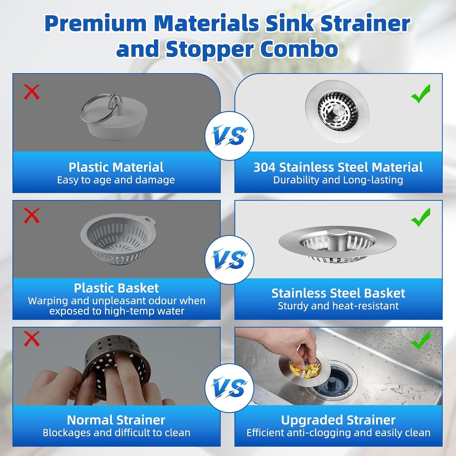 Three in One Kitchen Sink Plug with Strainer Basket: image 3