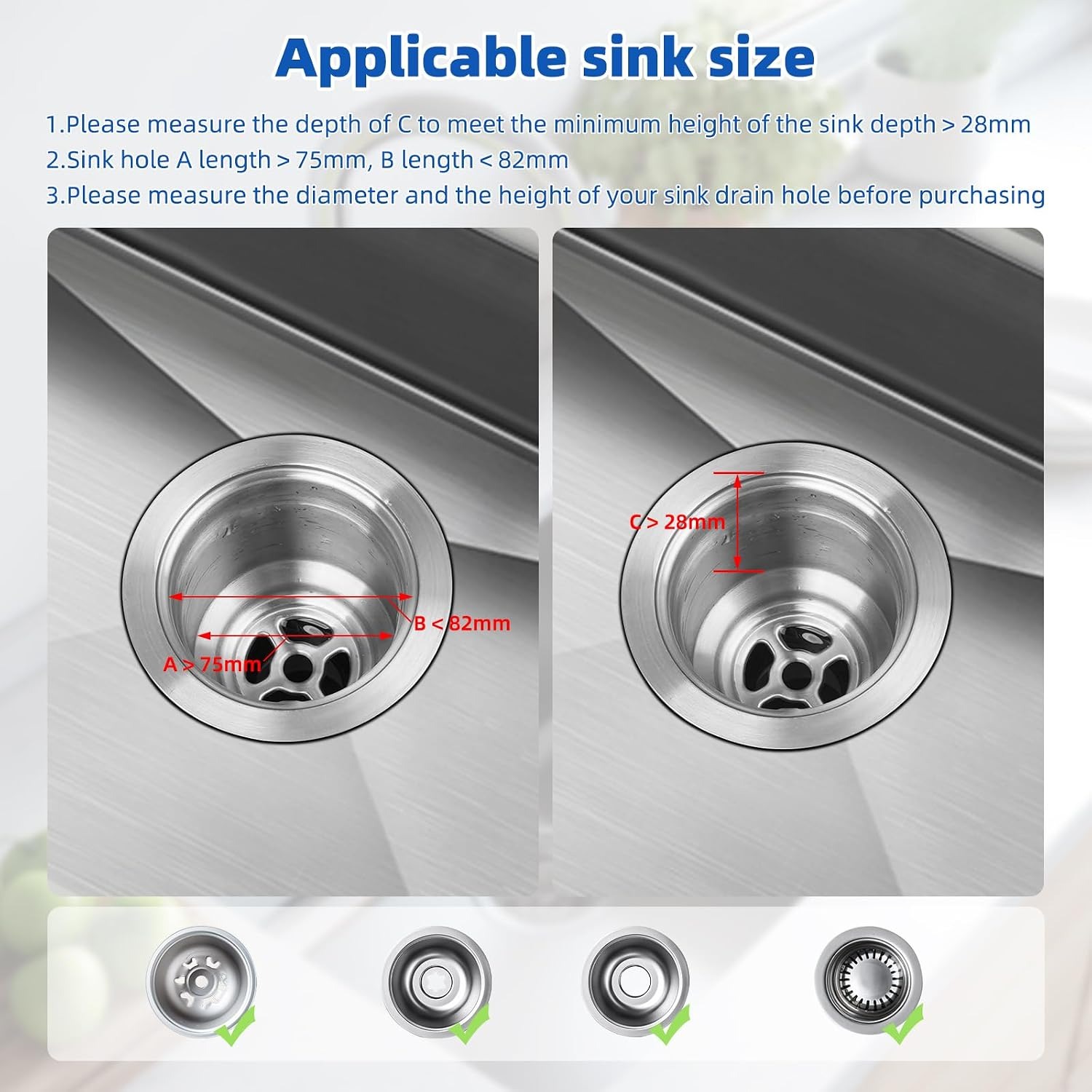 Three in One Kitchen Sink Plug with Strainer Basket: image 7