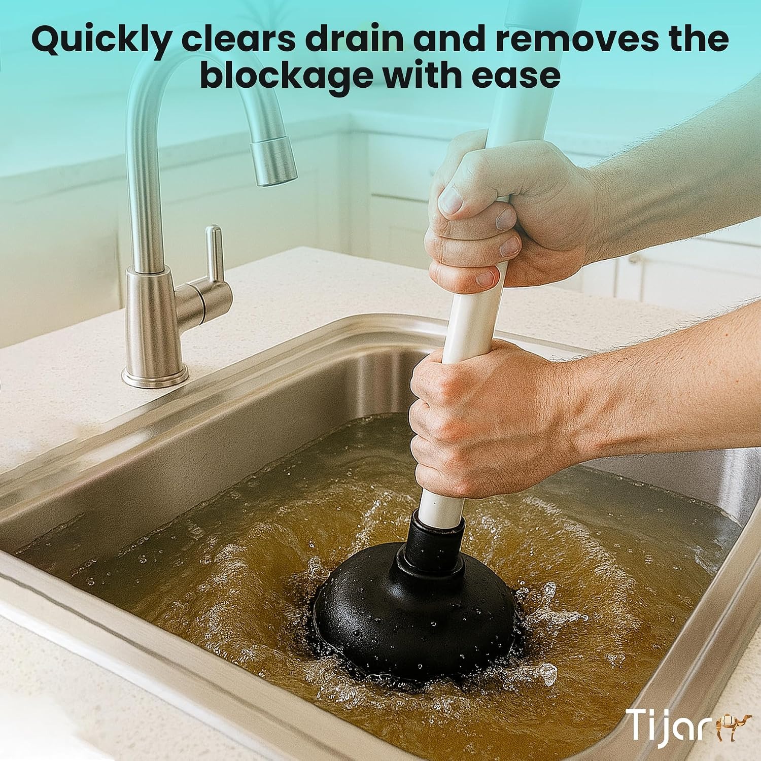 Long Handle Sink Plunger 10cm: image 6