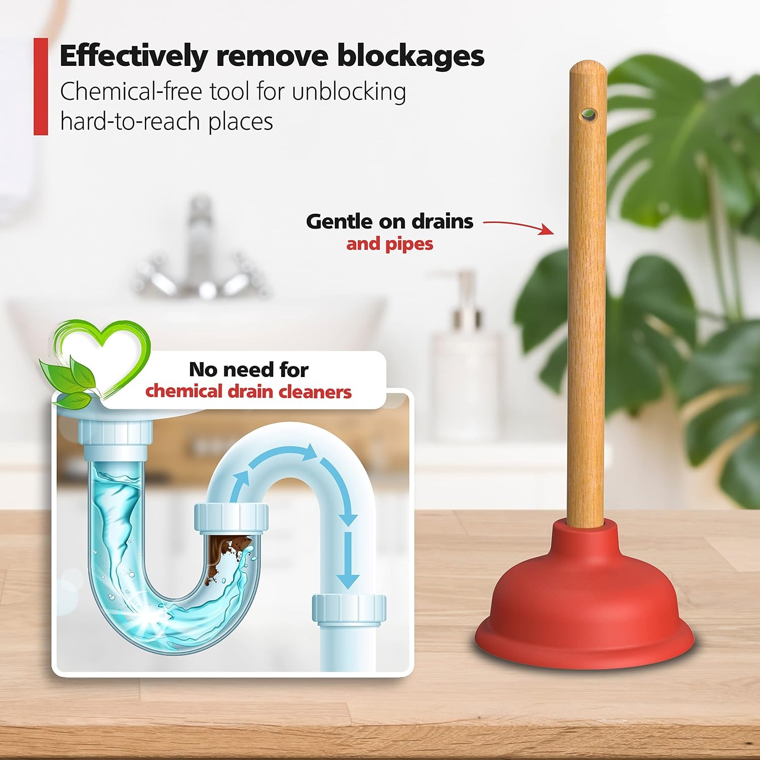 Plunger Set, 110mm and 140mm with Wooden Handles: image 2