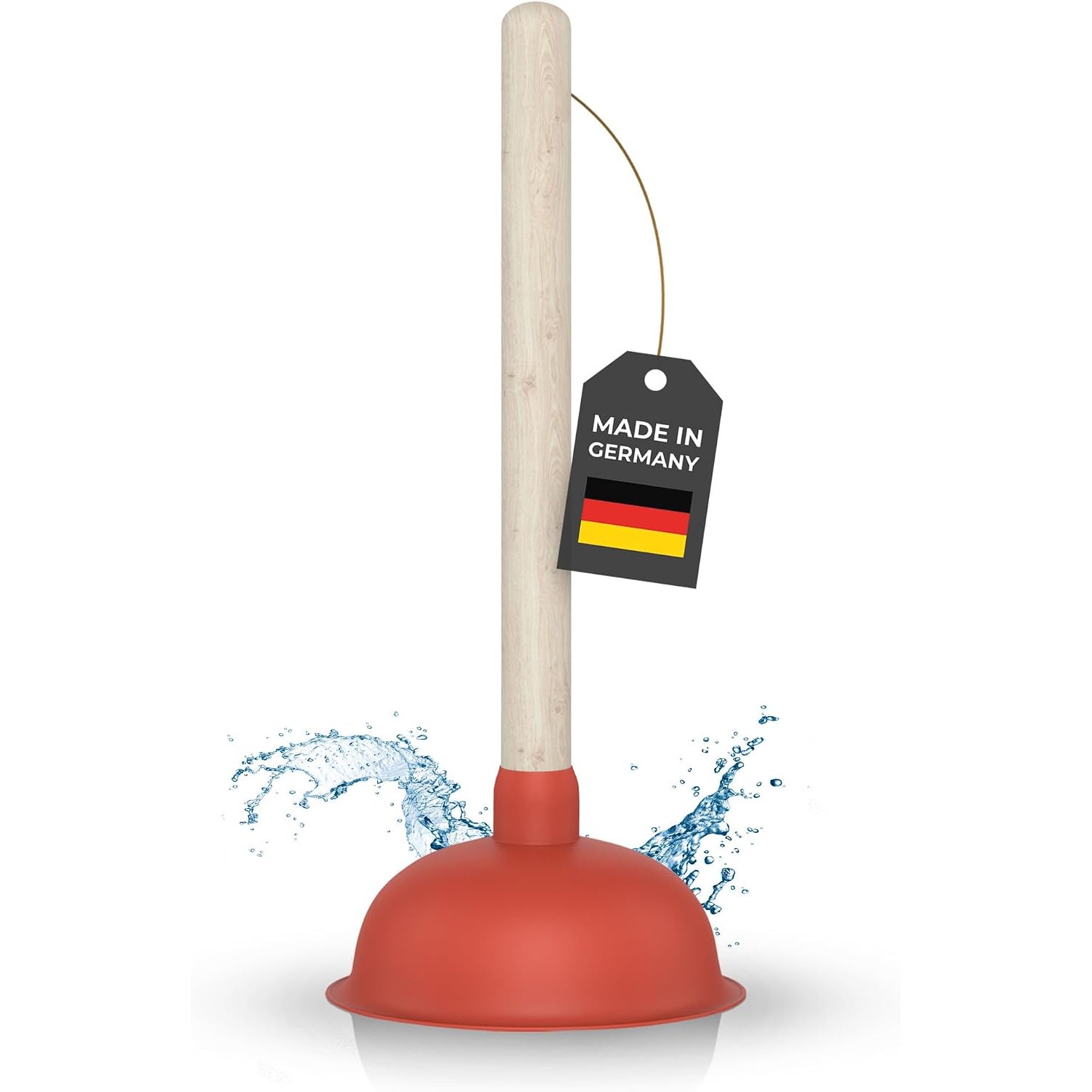 Sink and Drain Plunger 140mm with Wooden Handle