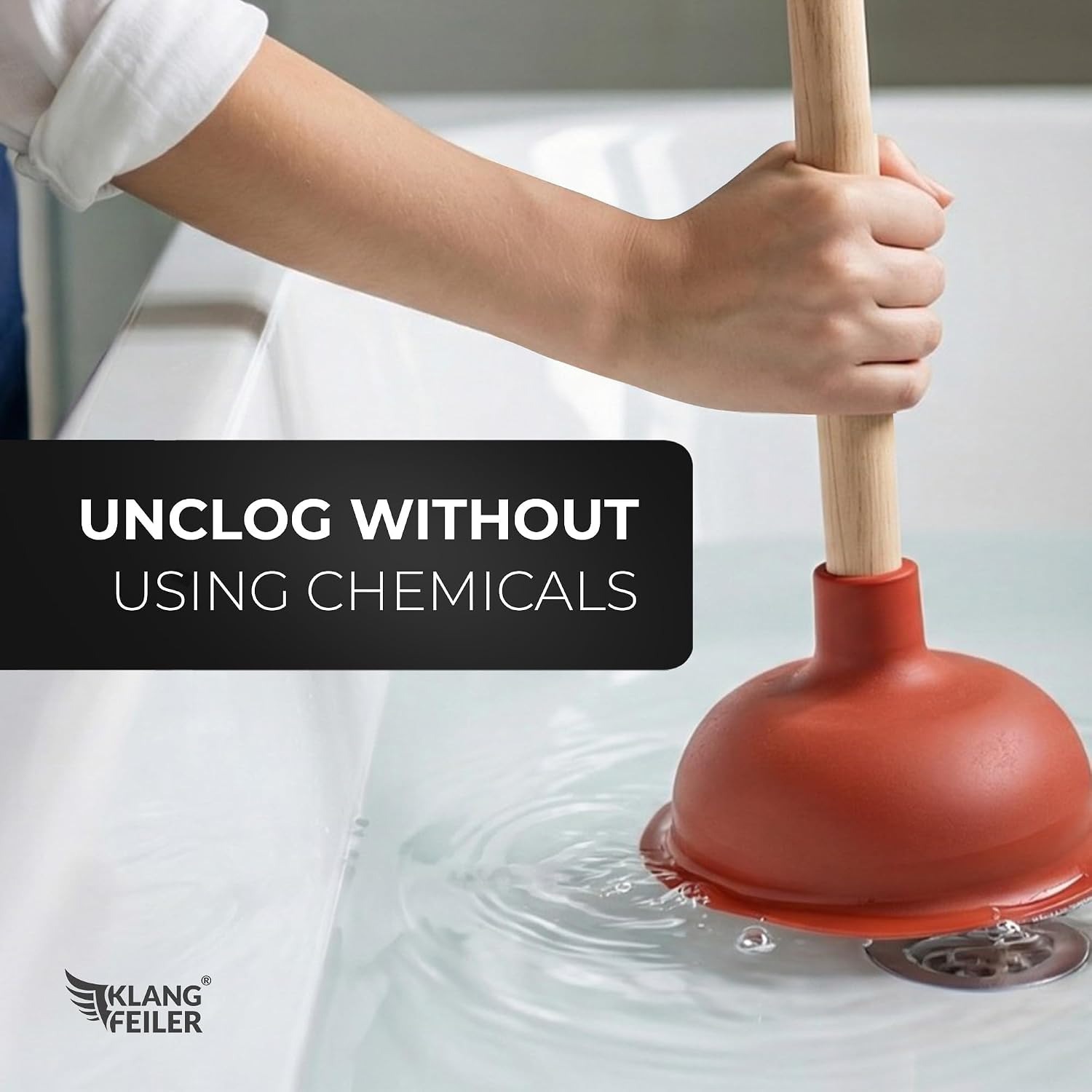 Sink and Drain Plunger 140mm with Wooden Handle: image 5