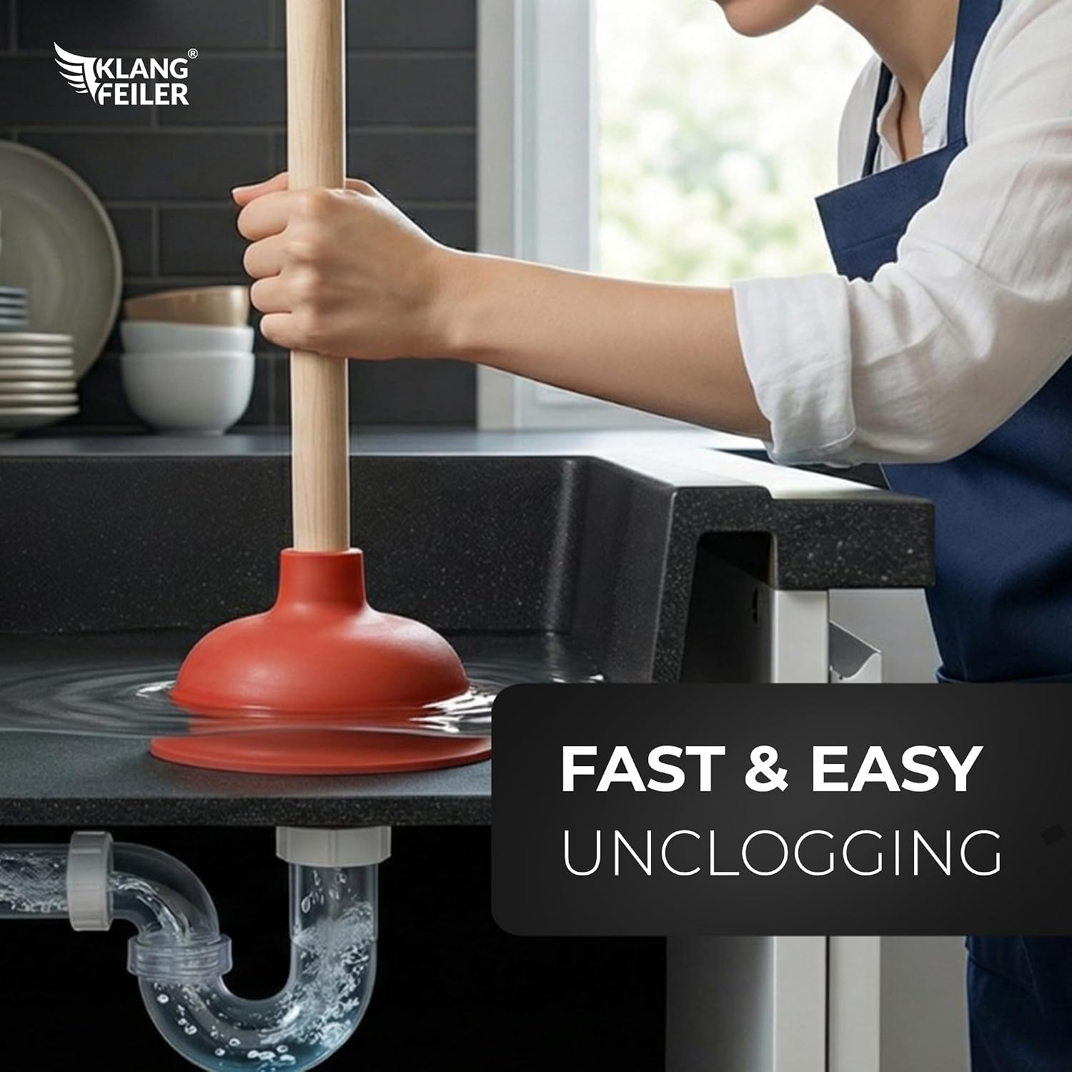 Sink and Drain Plunger 140mm with Wooden Handle: image 7