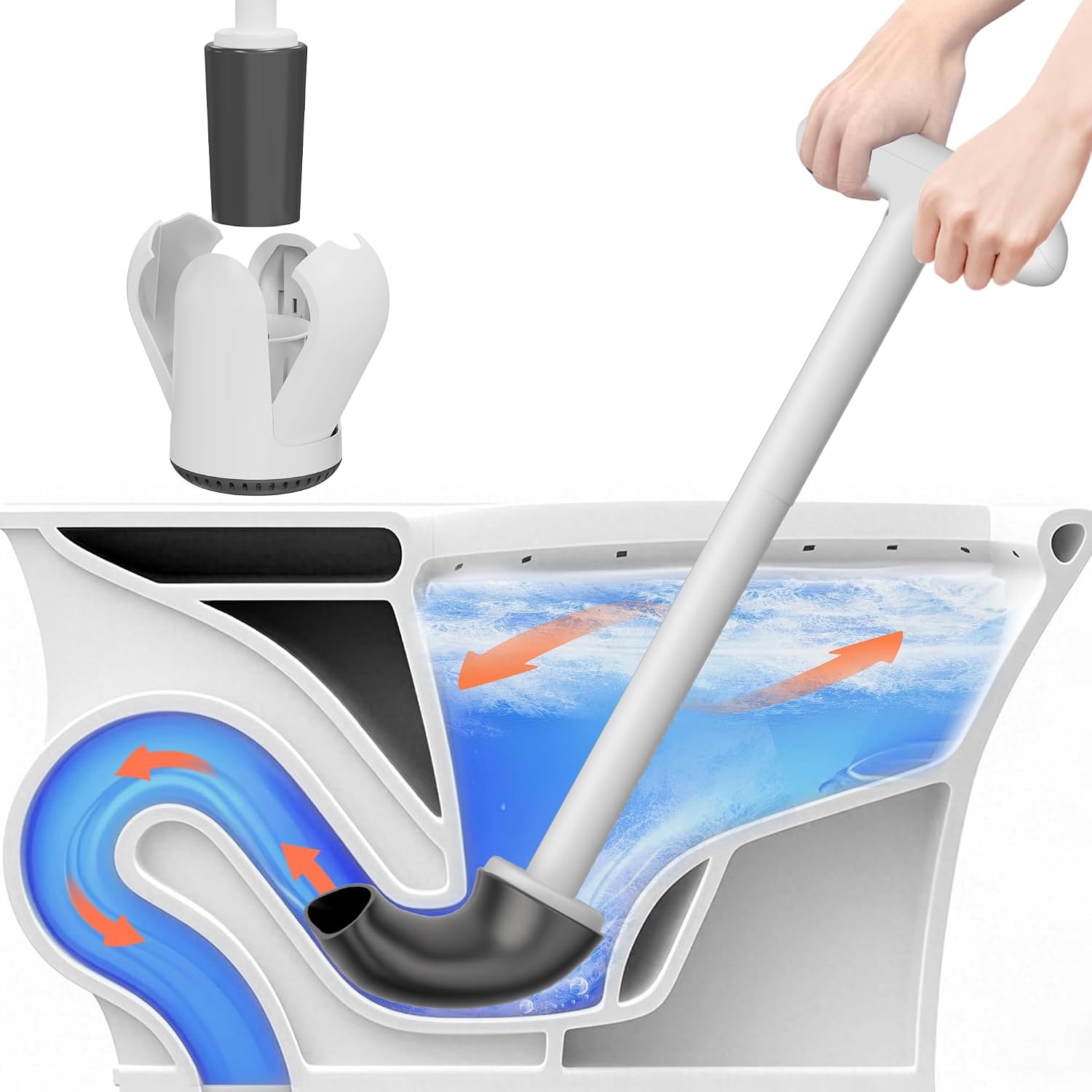 Toilet Plunger with Wall Holder and Drip Tray Caddy