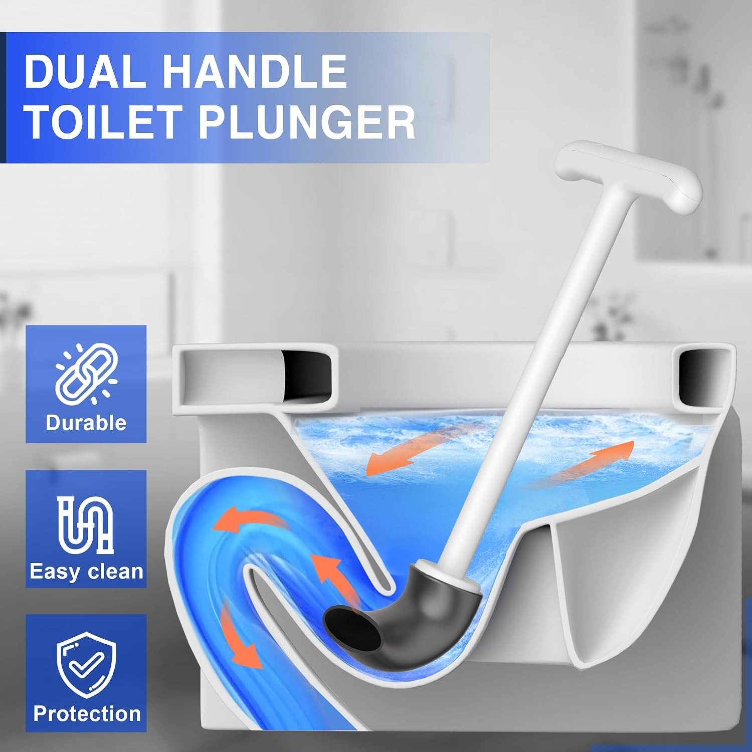 Toilet Plunger with Wall Holder and Drip Tray Caddy