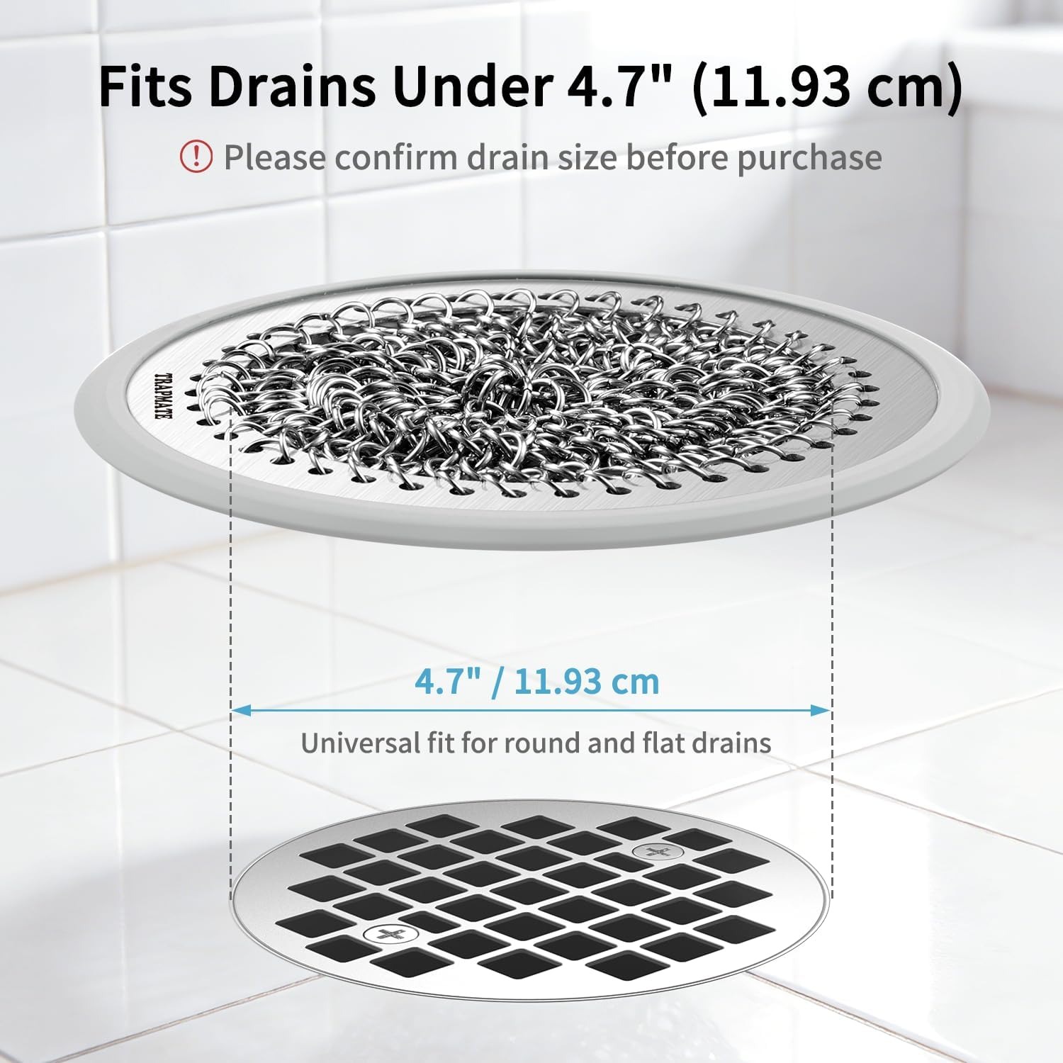 Non-Slip Stainless Steel Shower Drain Hair Catcher