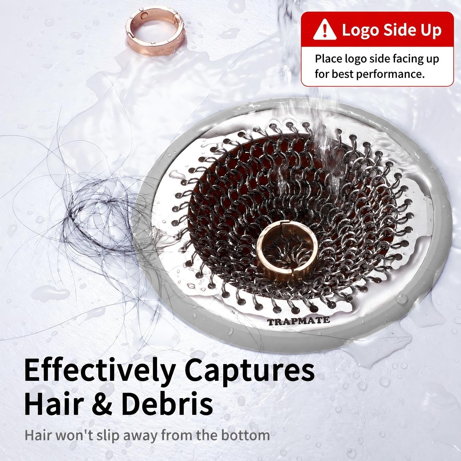 Non-Slip Stainless Steel Shower Drain Hair Catcher