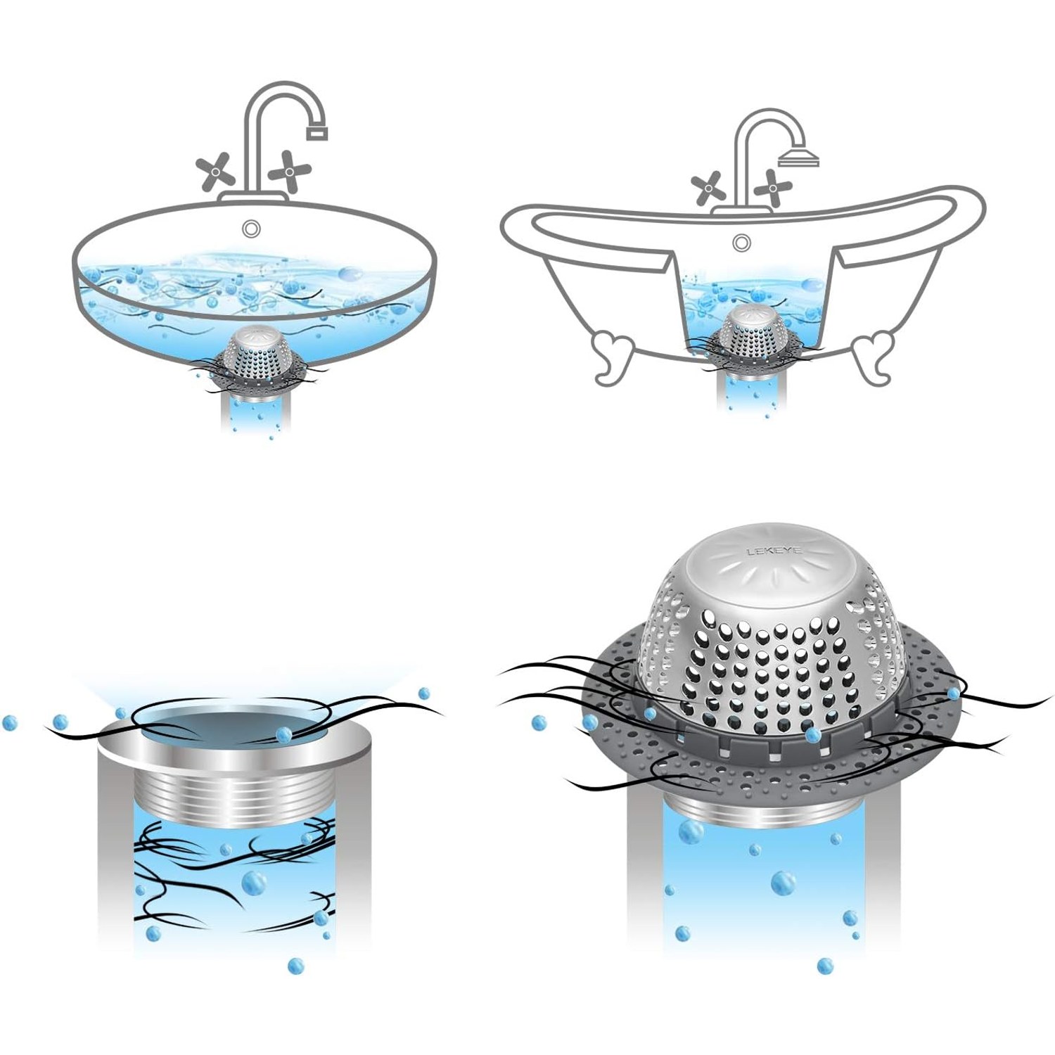 Pop Up Bath Plug Hair Catcher: image 6