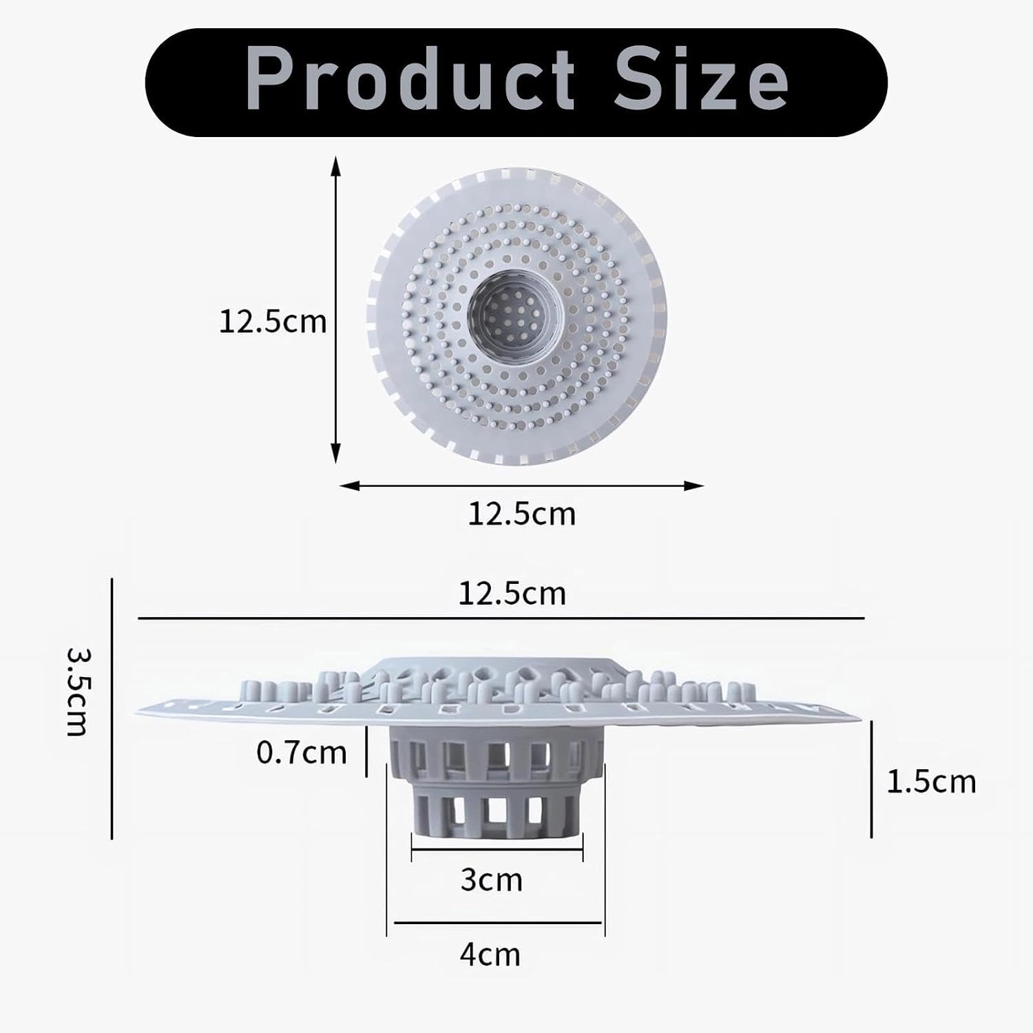 Silicone Shower Drain Hair Catcher 125mm