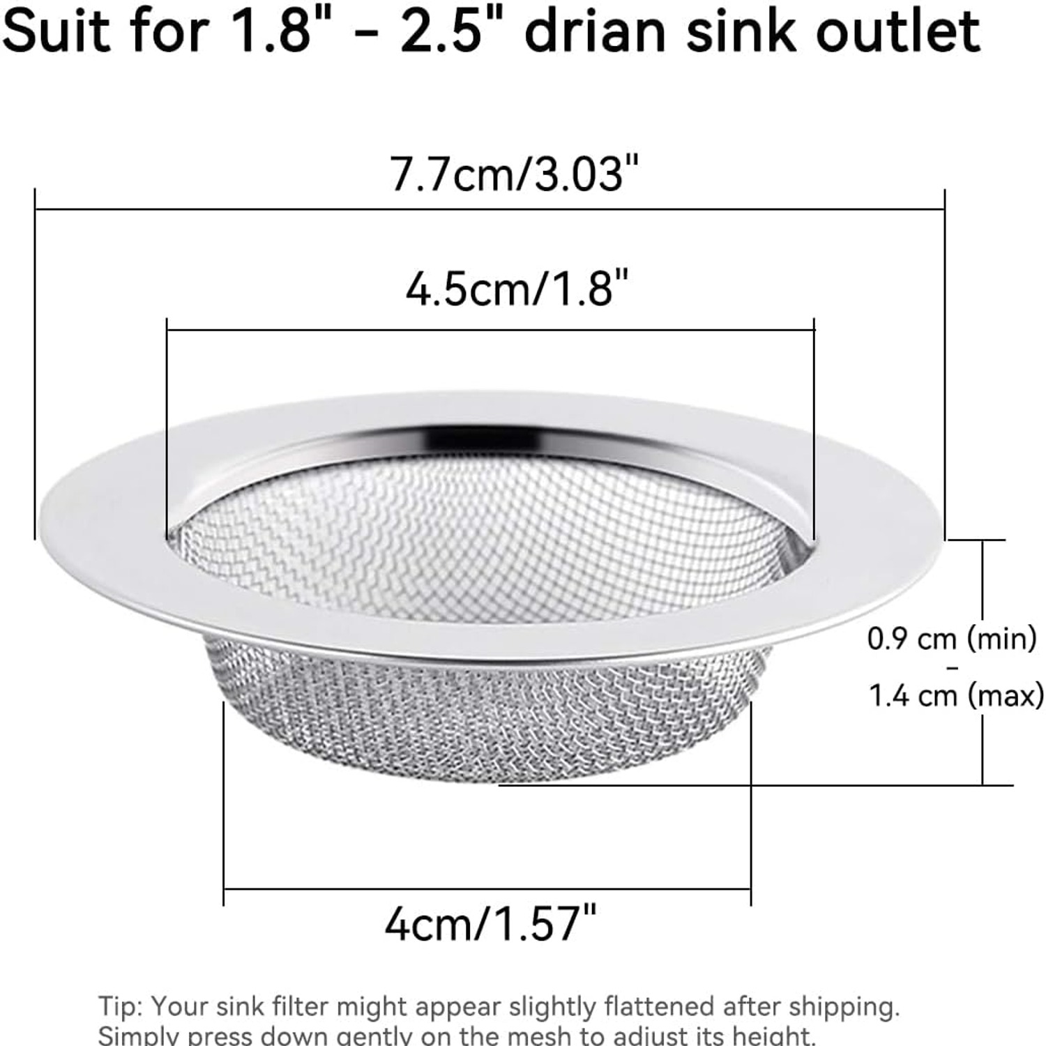 Stainless Steel Hair Strainer 75mm (2 Pack)