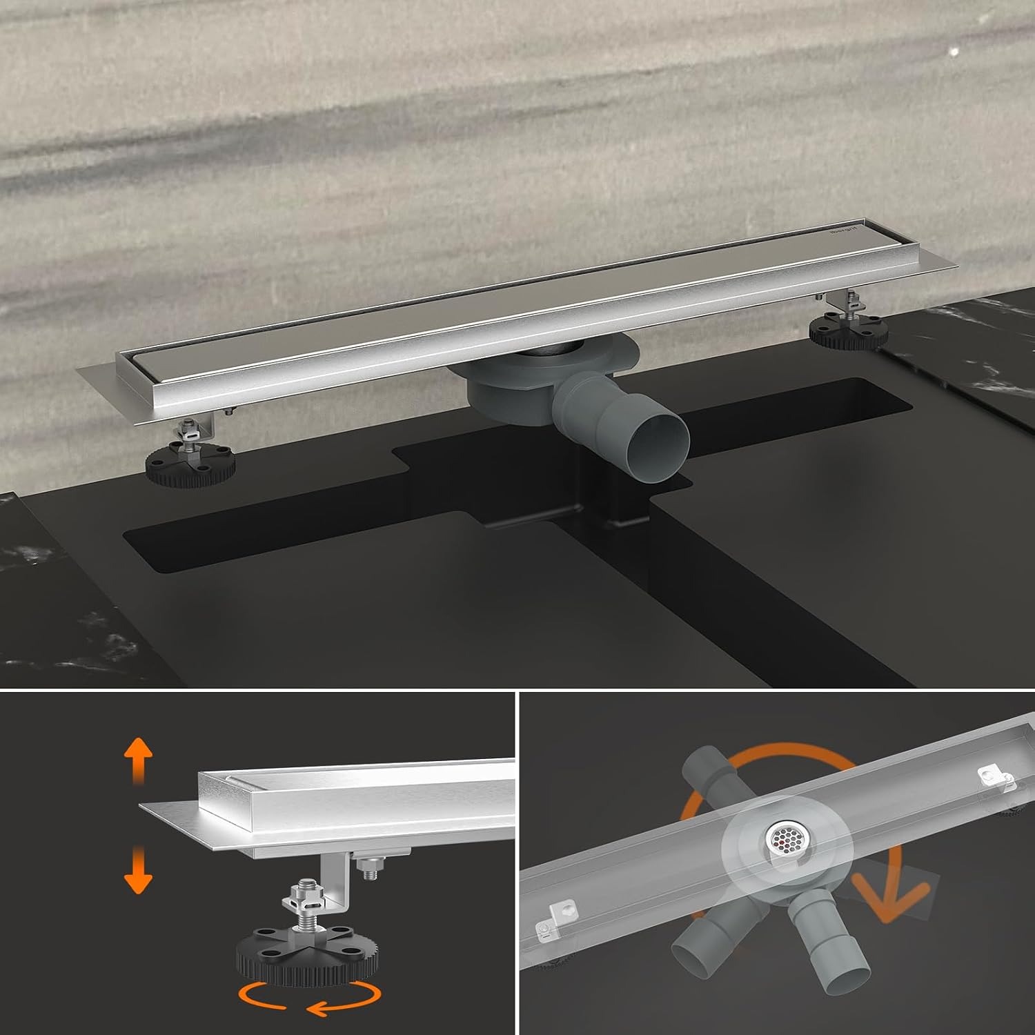 500mm Linear Shower Drain in Stainless Steel: image 6
