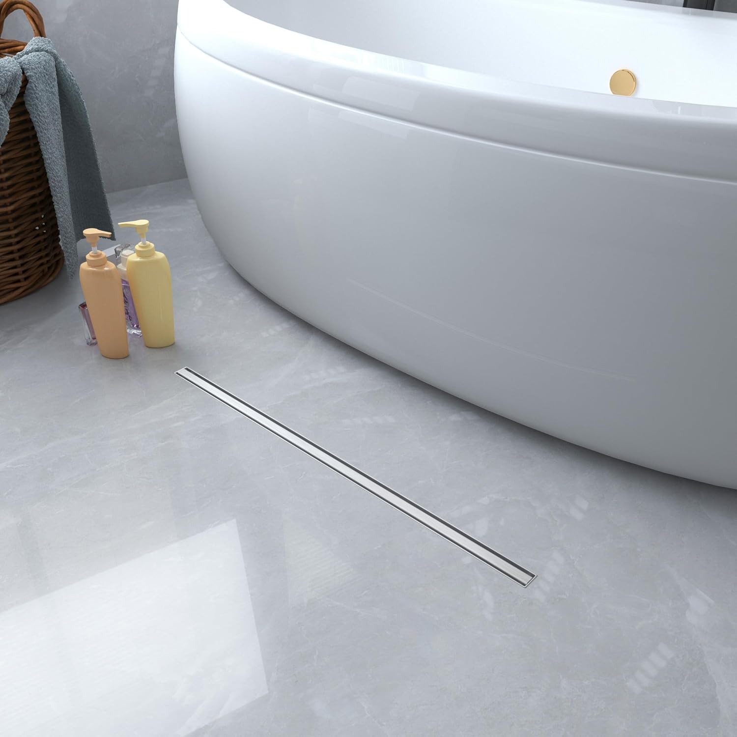 700mm Linear Shower Drain with 360° Rotating Trap and Hair Strainer: image 2