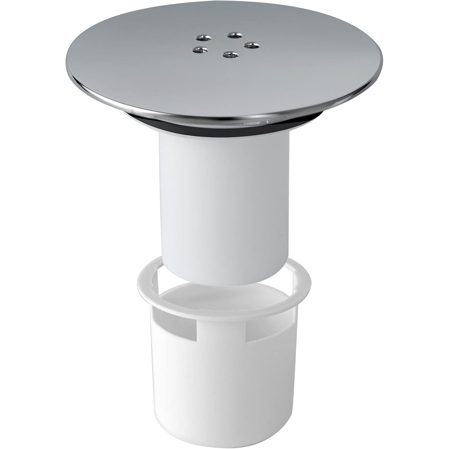Chrome Shower Drain Cover 115mm with Removable Hair Trap Cup: image 2