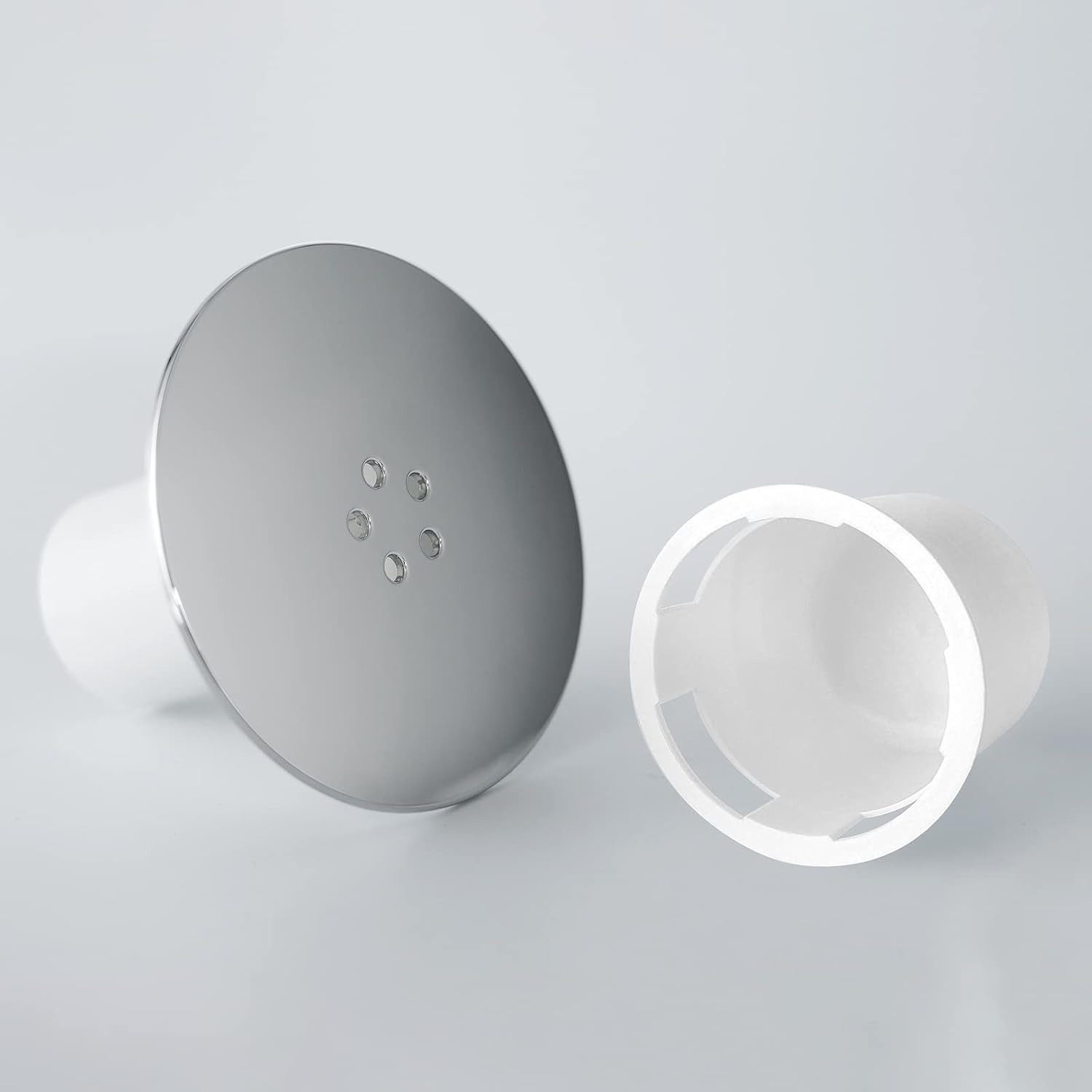 Chrome Shower Drain Cover 115mm with Removable Hair Trap Cup: image 5