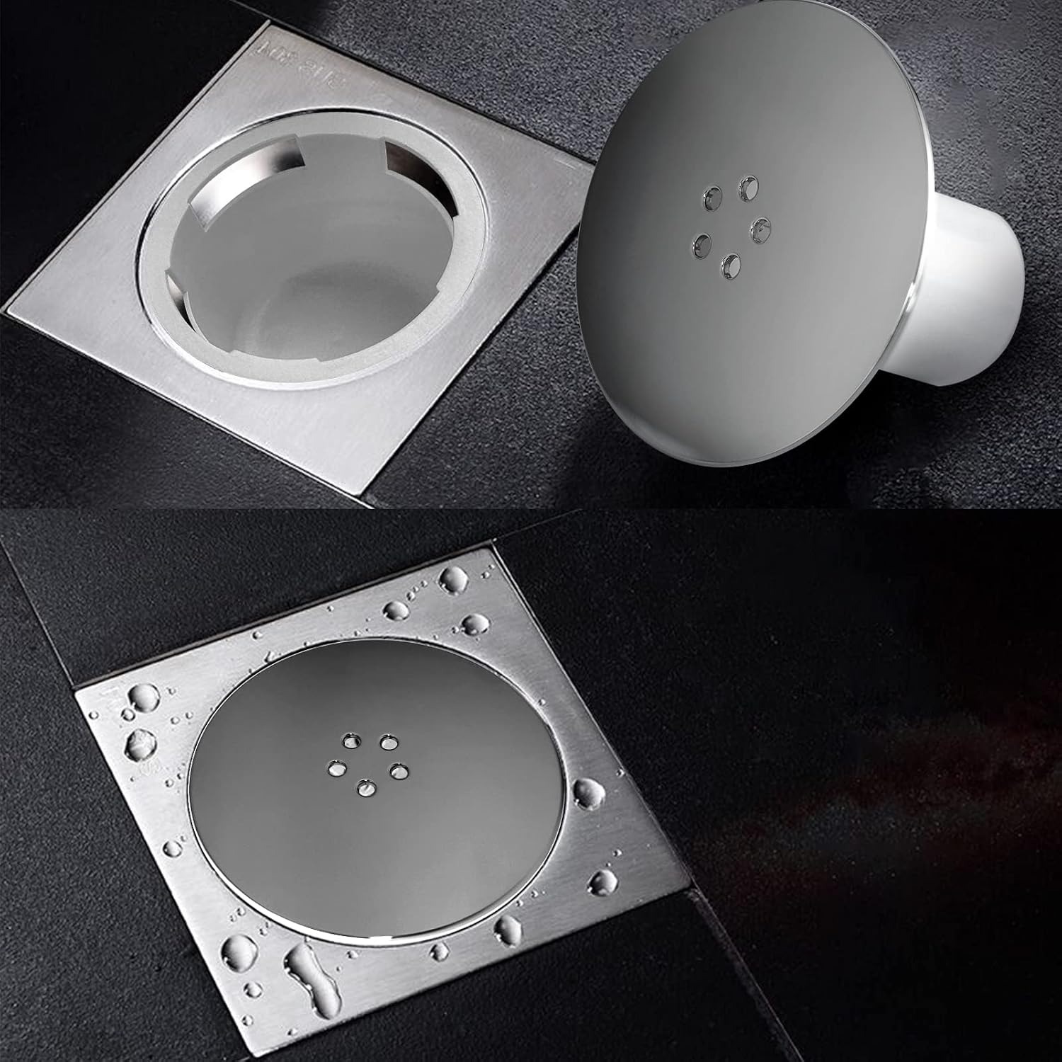 Chrome Shower Drain Cover 115mm with Removable Hair Trap Cup: image 6