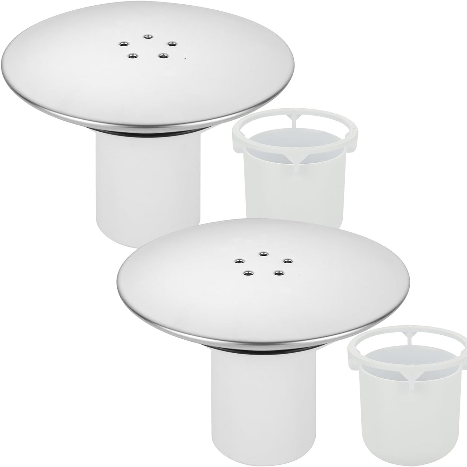 Chrome Shower Drain Cover and Trap Cup, 2 Pack