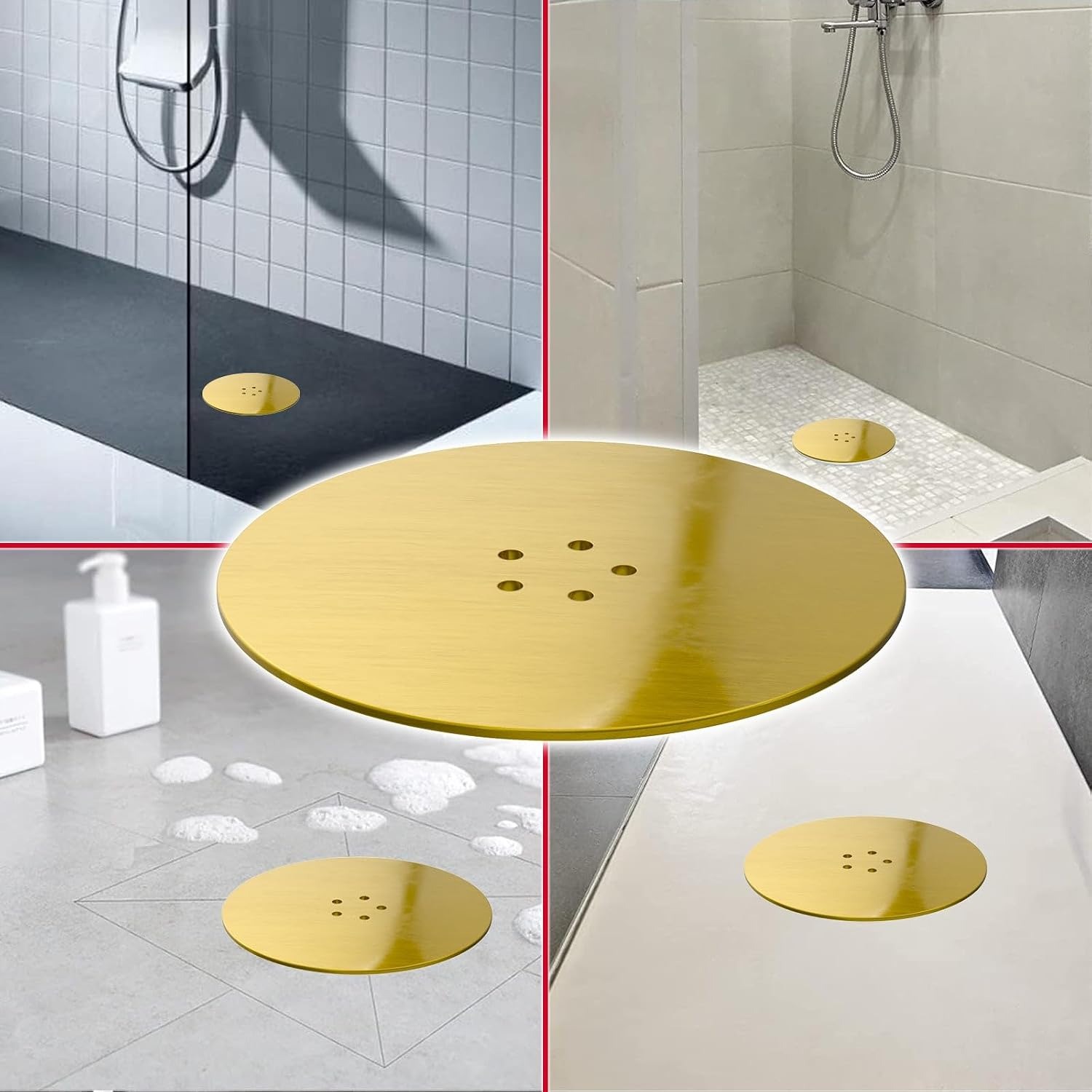 110mm Brushed Brass Shower Trap Cover for 90mm Waste Traps: image 4