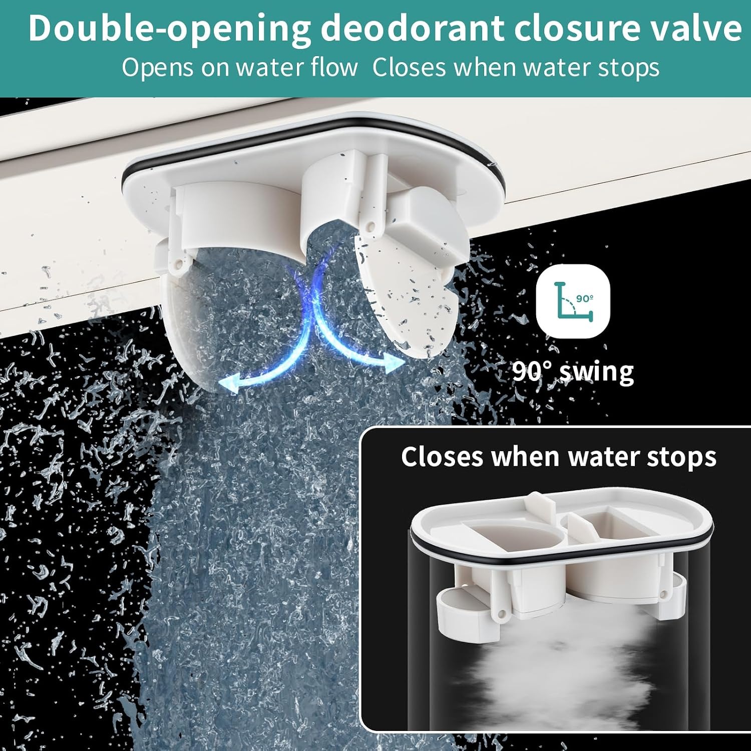 RONVIE 600mm Tile Insert Linear Shower Drain with Rotatable Siphon Trap: image 3