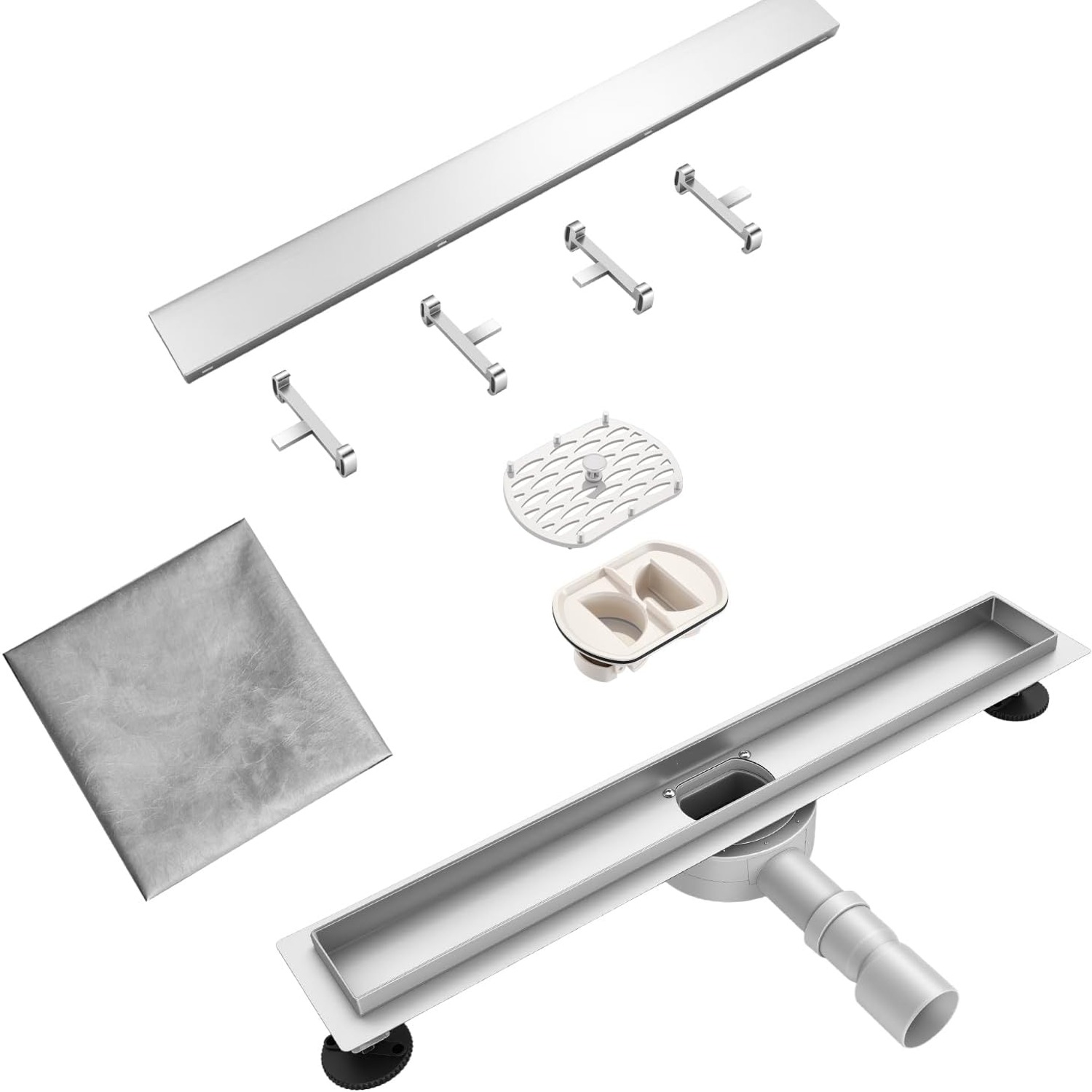 RONVIE 600mm Tile Insert Linear Shower Drain with Rotatable Siphon Trap: image 7