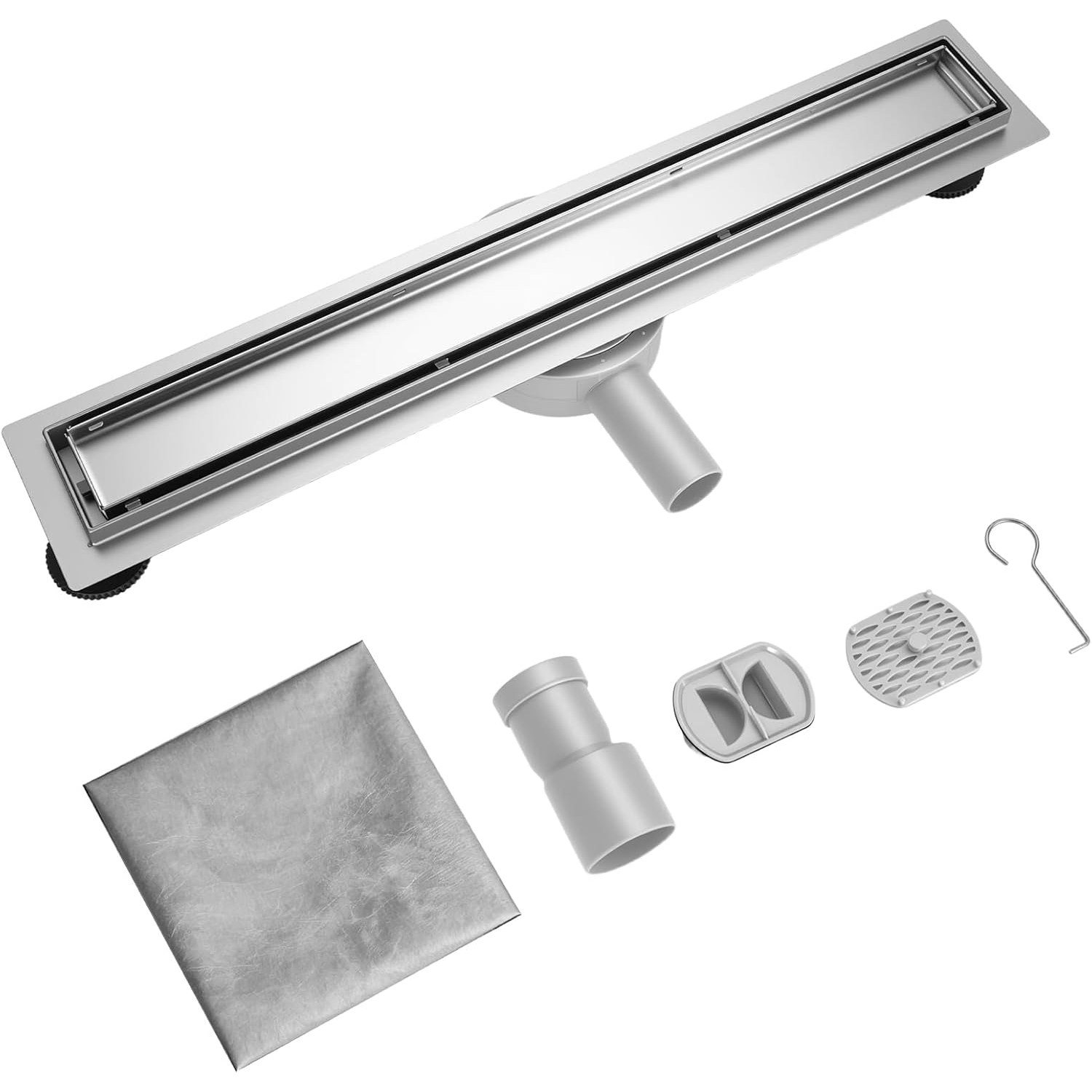 RONVIE 600mm Tile Insert Linear Shower Drain with Rotatable Siphon Trap: image 8