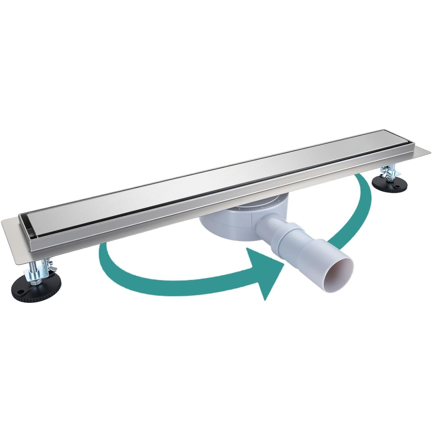 RONVIE 600mm Tile Insert Linear Shower Drain with Rotatable Siphon Trap: image 9