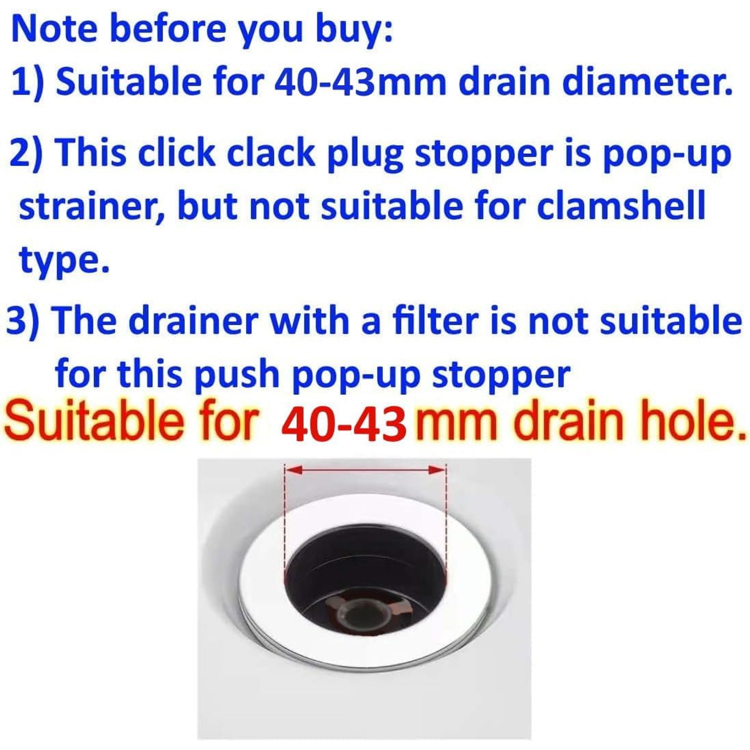 69mm Chrome Click Clack Bath Pop Up Plug: image 4