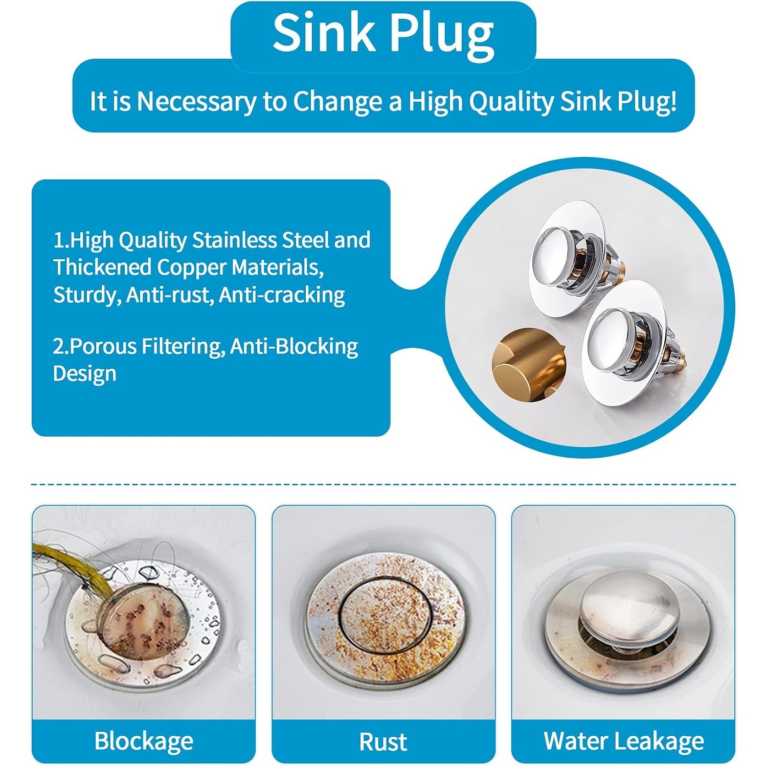 Brass Basin Plug with Hair Basket (34-38mm): image 4